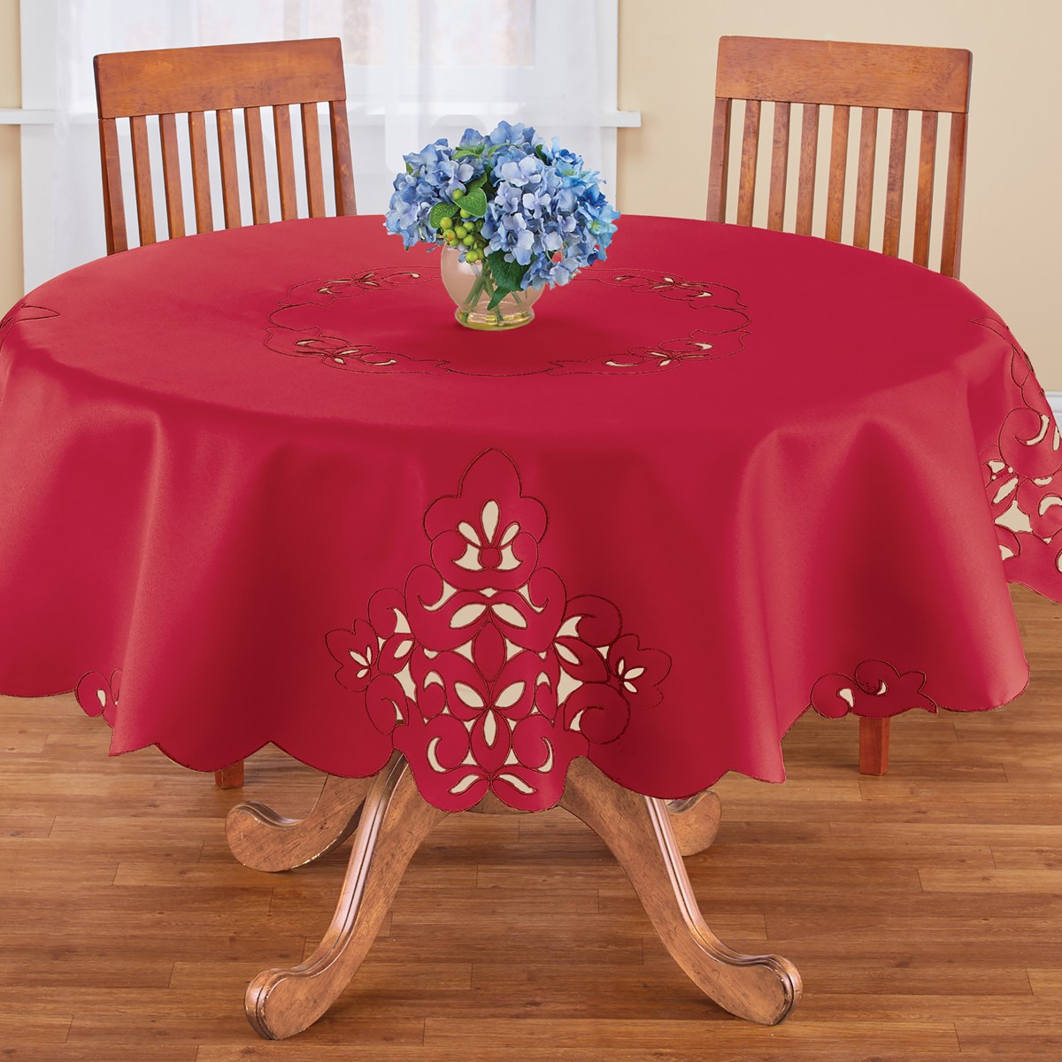 Embroidered Cutout Solid Color Tablecloth Collections Etc.