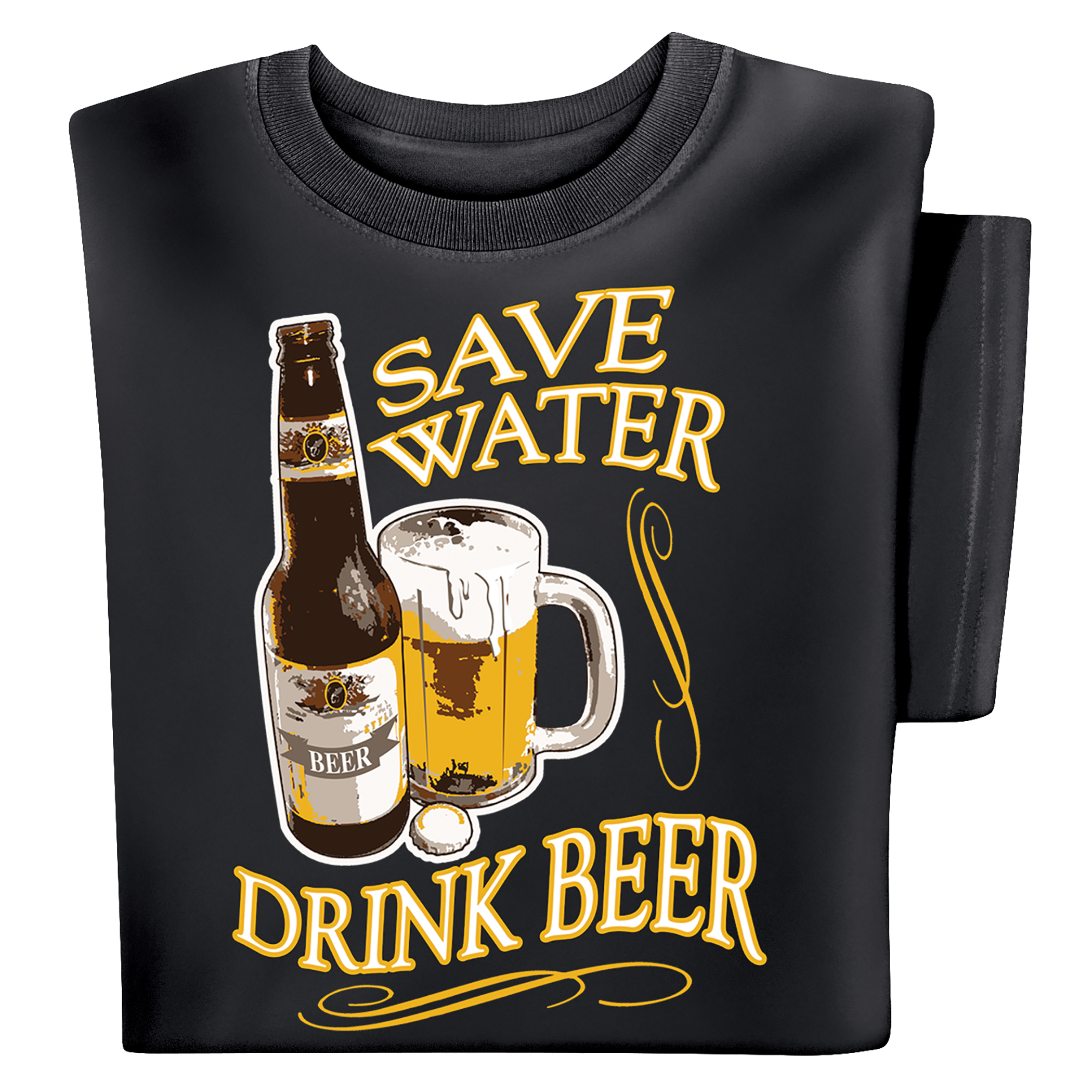 Save Water Drink Beer Short Sleeve Cotton T-Shirt, Black, XX-Large