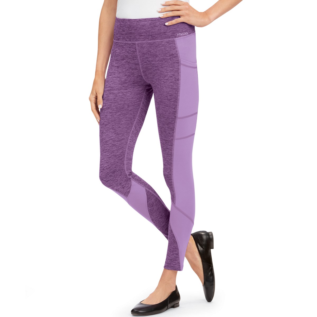 FitKicks Colorblock Active Lifestyle Leggings with Pockets Collections Etc.
