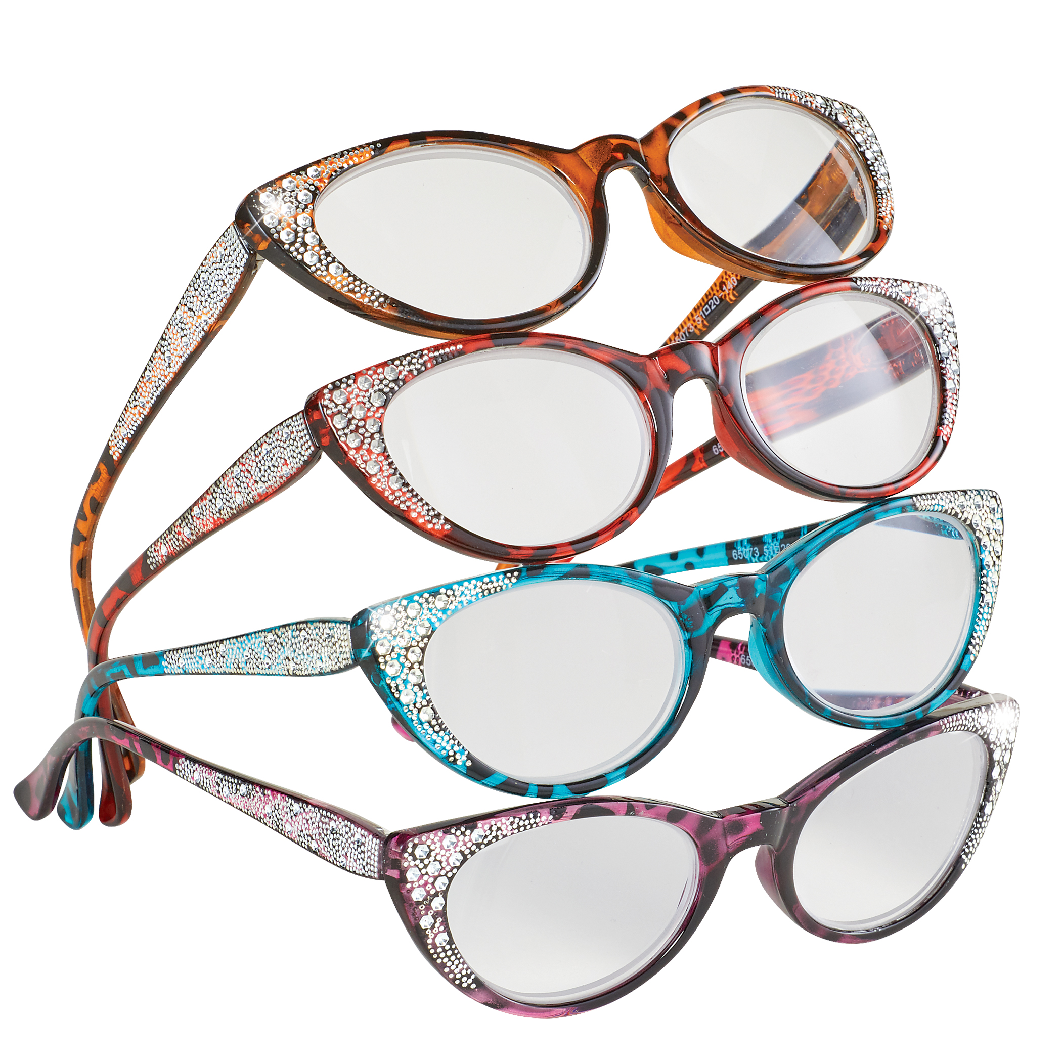 Cat Eye Tortoiseshell Reading Glasses - Set of 4 5.00X Multi