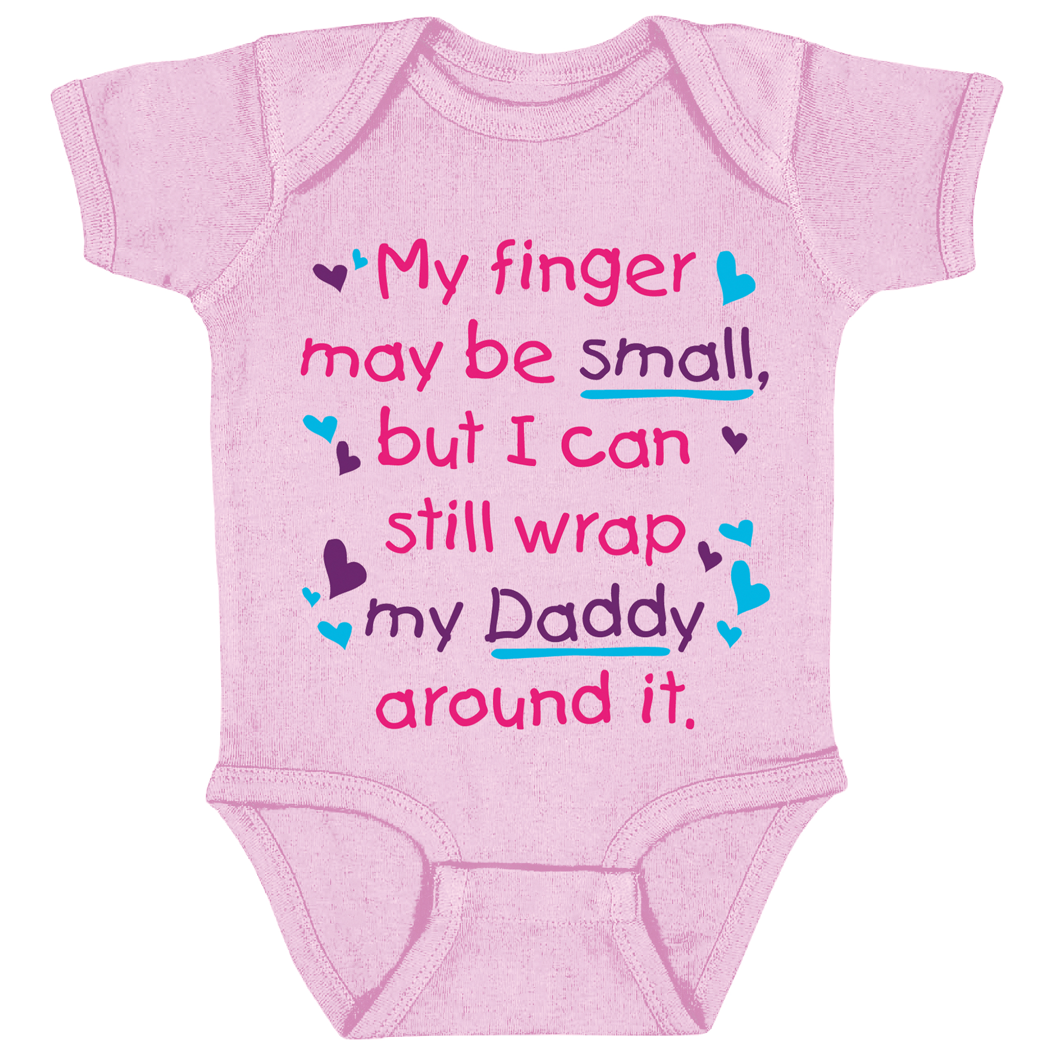 My Finger May Be Small Funny Baby One Piece Outfit 0-6 mos Solid Pink