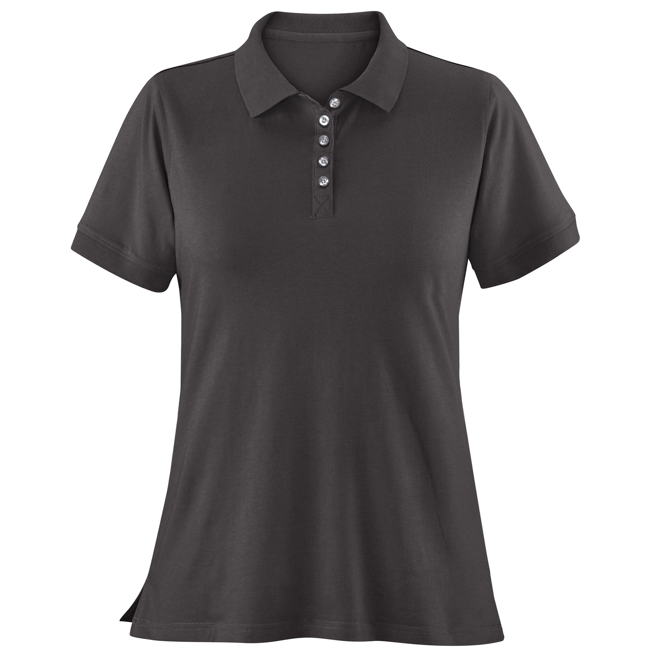 Ladies Soft Knit Button-Front Short Sleeve Polo Top Shirt - Black, White, Pink or Navy - Cotton, Polyester