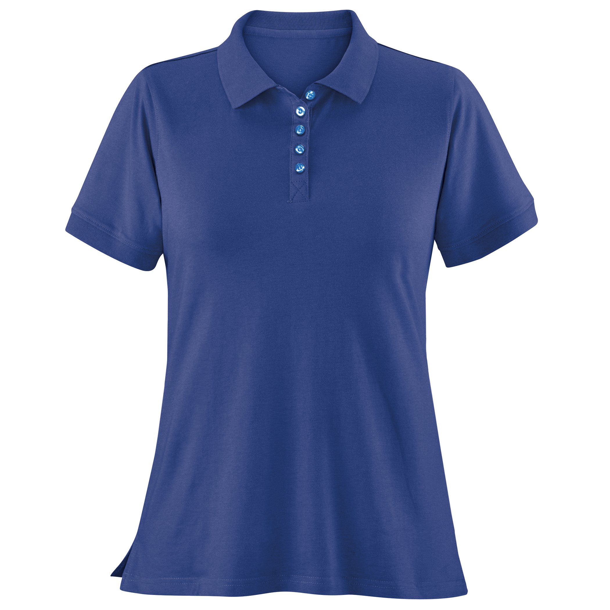 Ladies Soft Knit Button-Front Short Sleeve Polo Top Shirt Small Women Navy