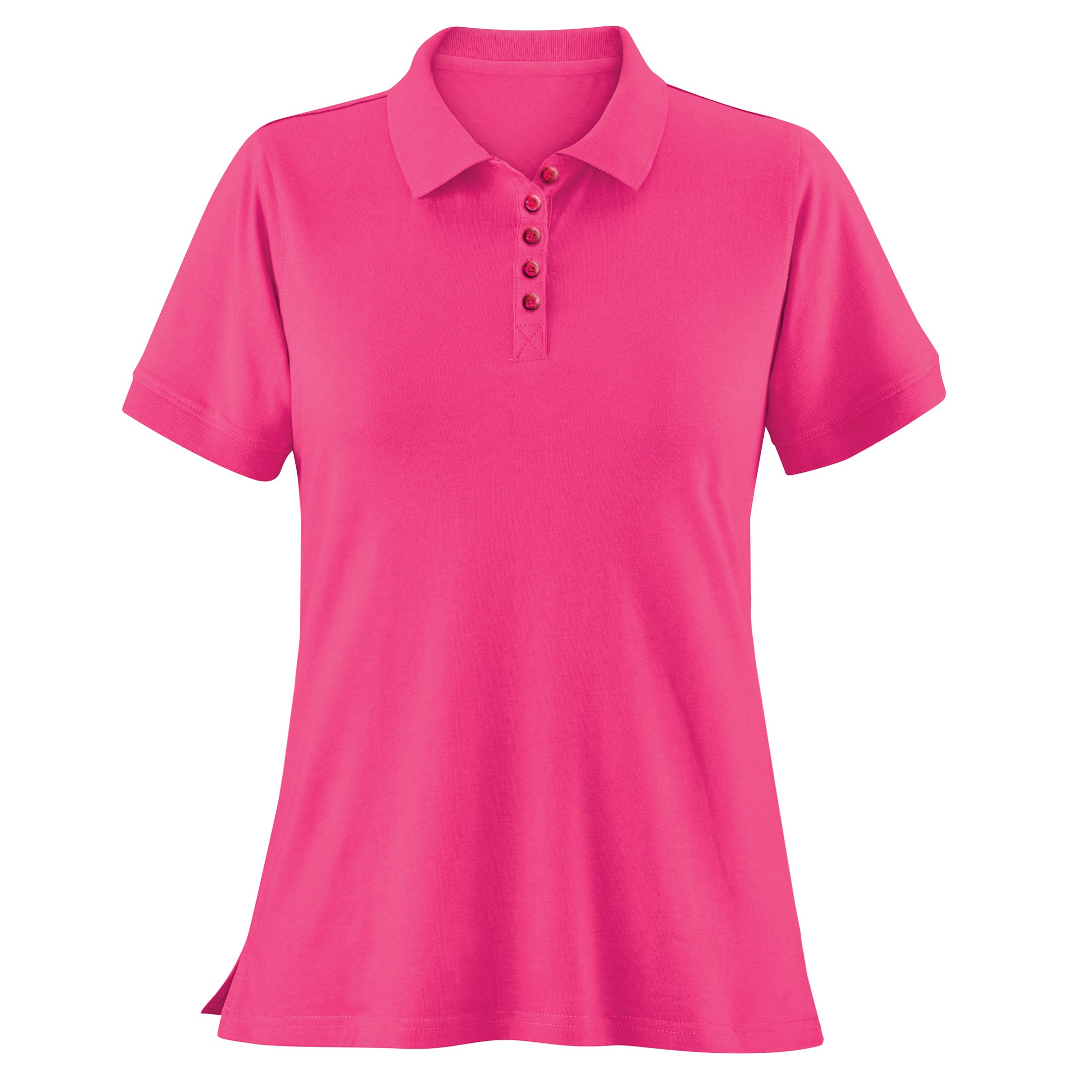 Ladies Soft Knit Button-Front Short Sleeve Polo Top Shirt Small Women Pink