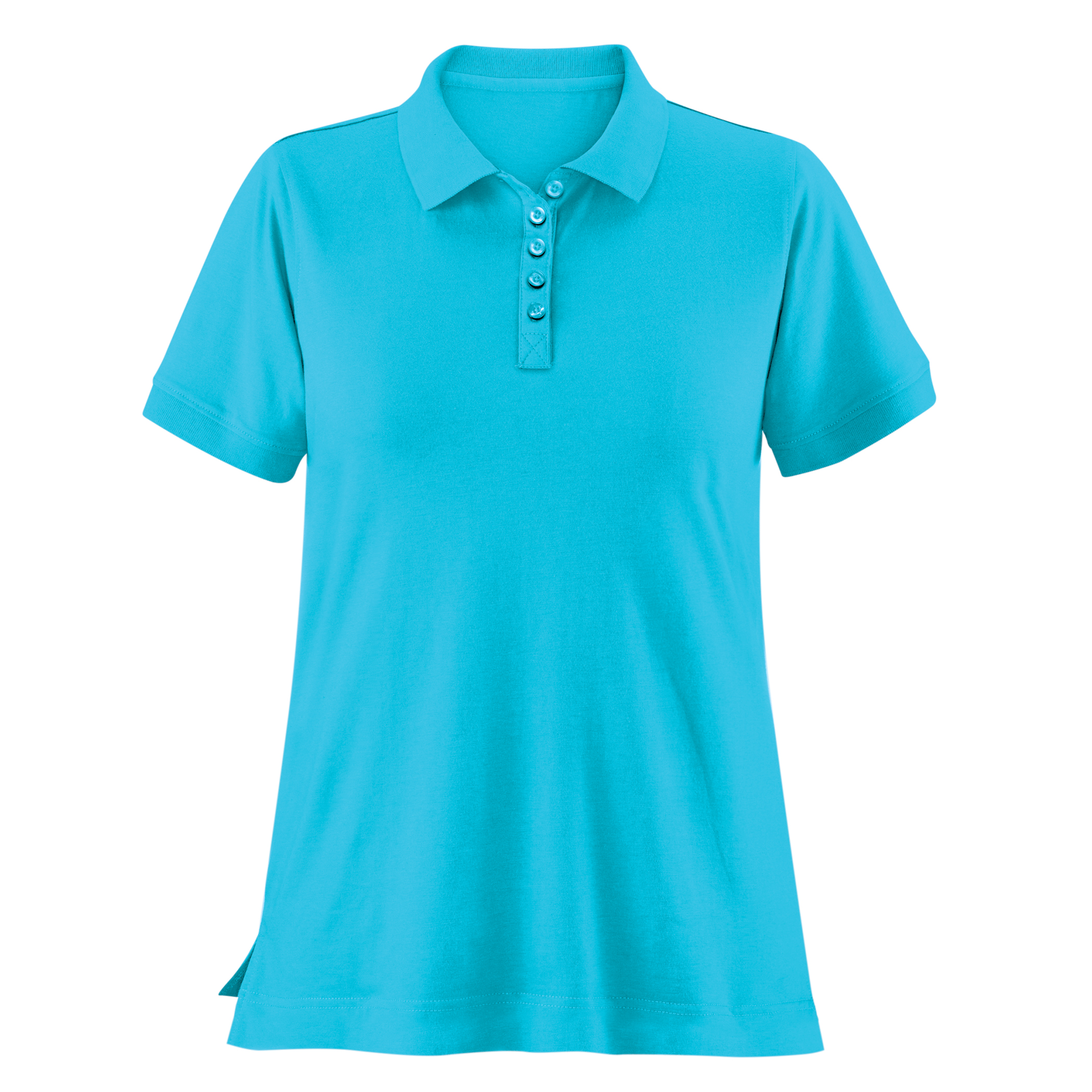 Ladies Soft Knit Button-Front Short Sleeve Polo Top Shirt XX-Large Women Turquoise