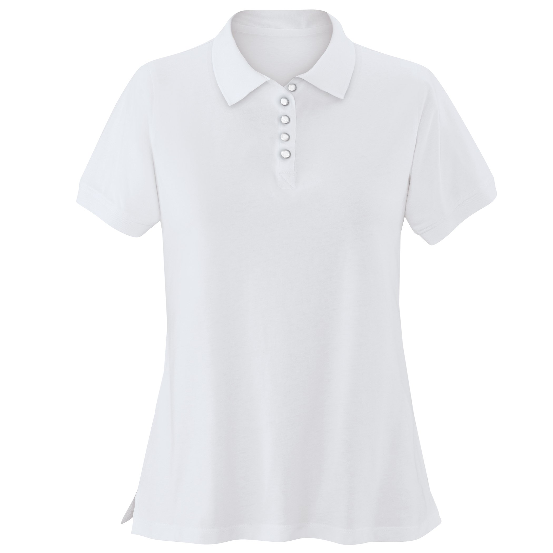 Ladies Soft Knit Button-Front Short Sleeve Polo Top Shirt Small Women White