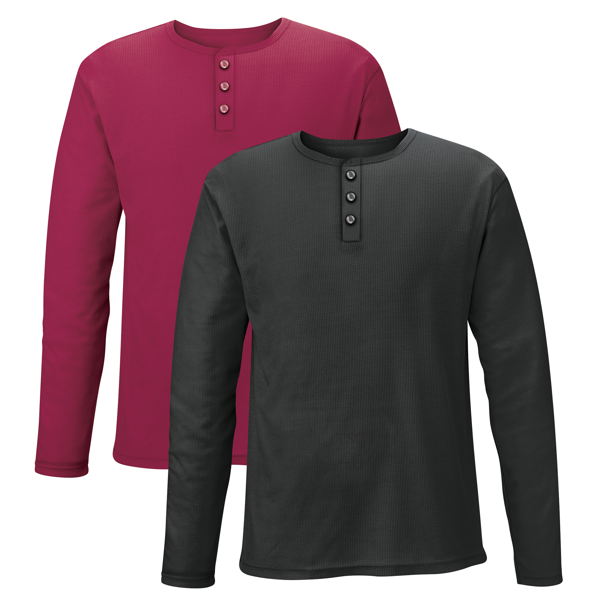 Stylish 2-Pack Men's Thermal Henley Tees