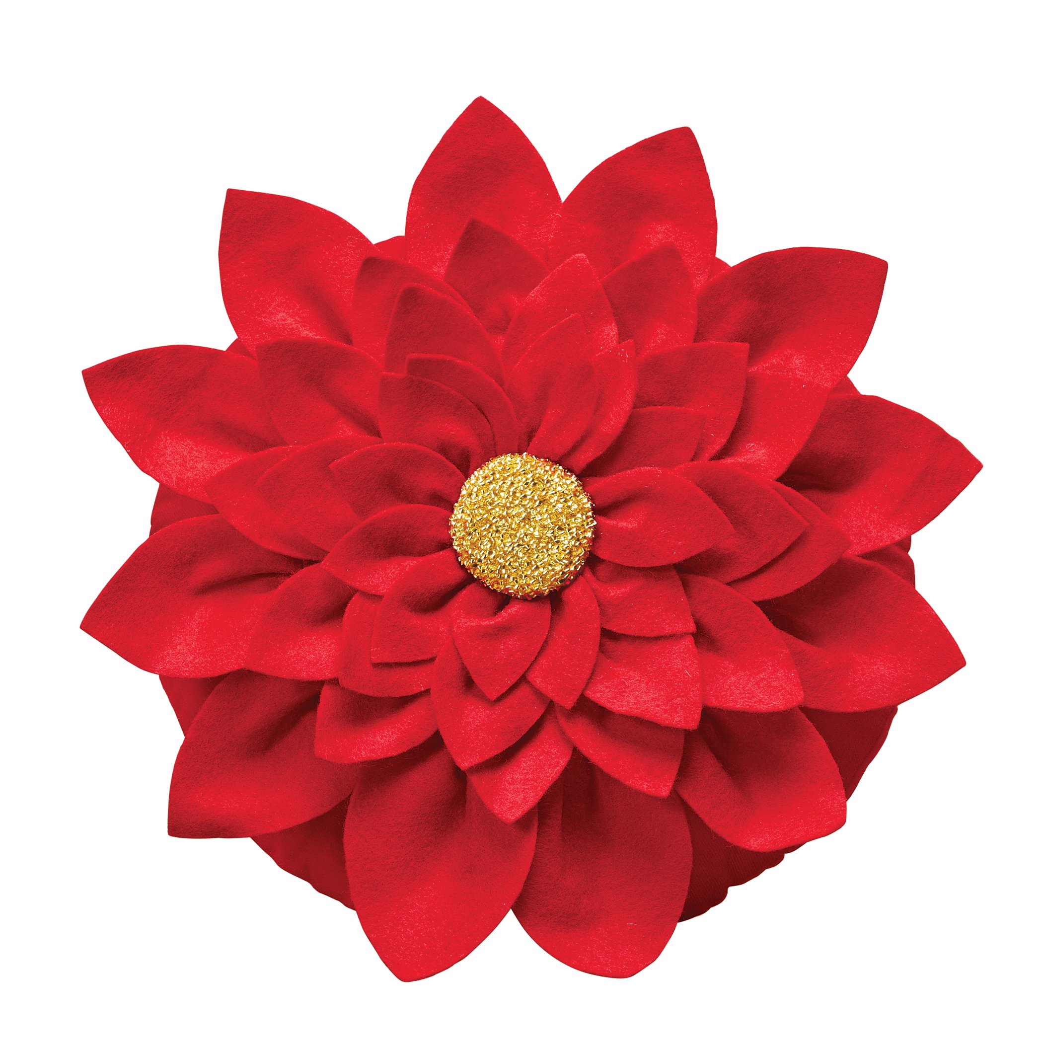 Elegant Poinsettia Shaped Holiday Accent Pillow 15" x 15" x 5.25" Red, 15" x 15" x 5.25"