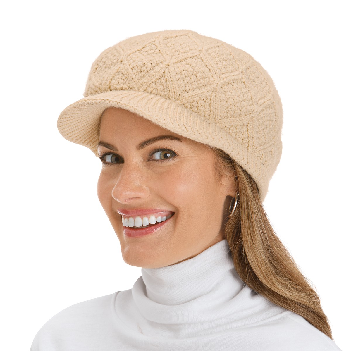 Diamond Cable Knit Newsboy Style Hat Collections Etc.