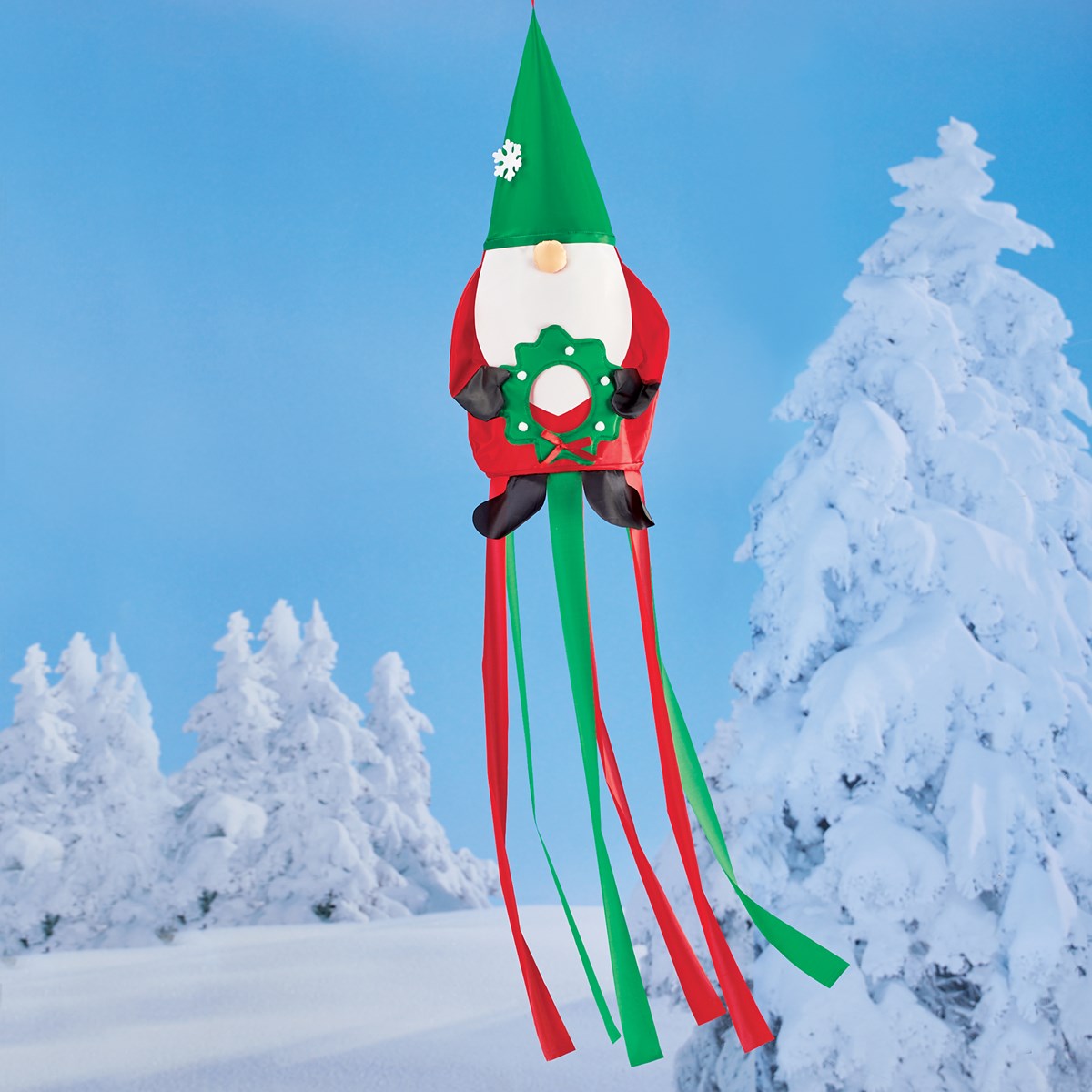 Hanging Holiday Gnome Windsock with Streamers | Collections Etc.