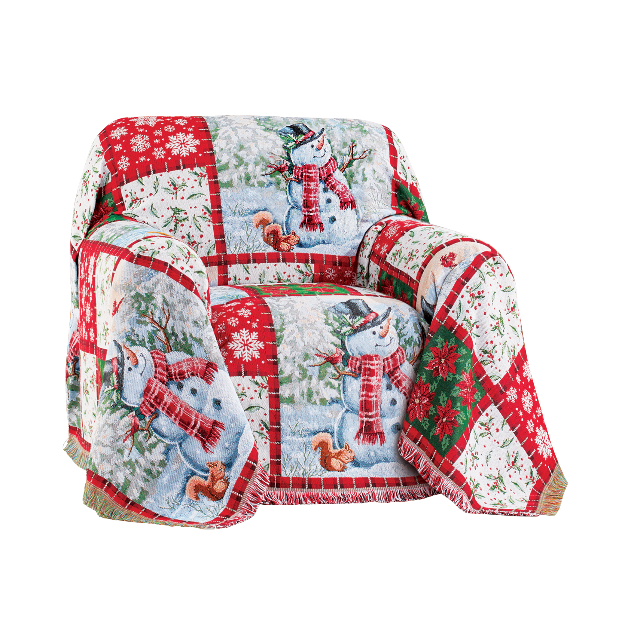 Holiday Snowman Tapestry Furniture Throw Chair