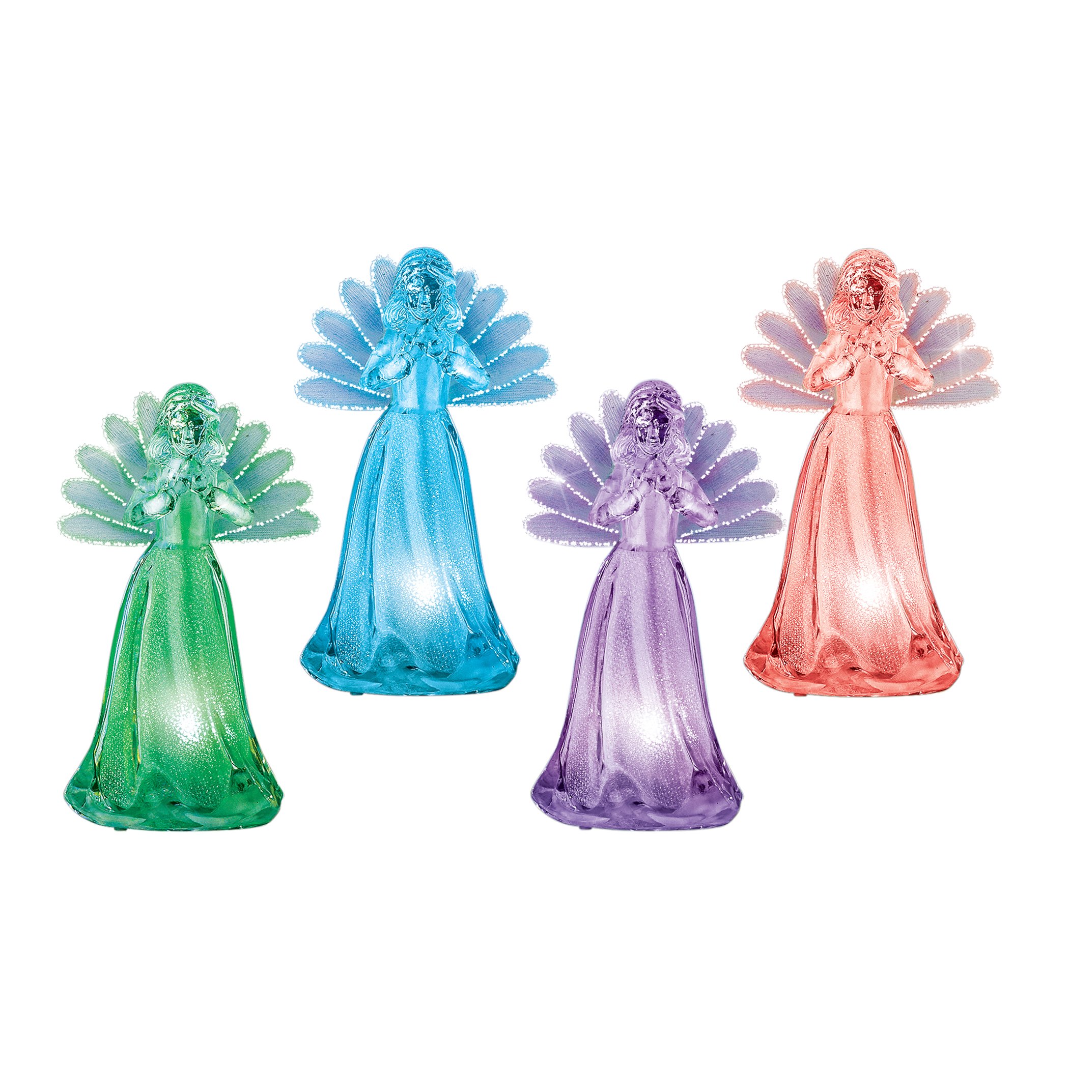 Color-Changing Fiber Optic Angels - Set of 4