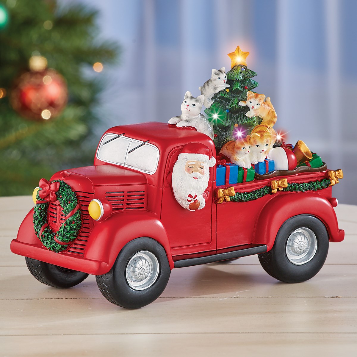 ColorChanging Lighted Christmas Cat Red Truck Decoration Collections