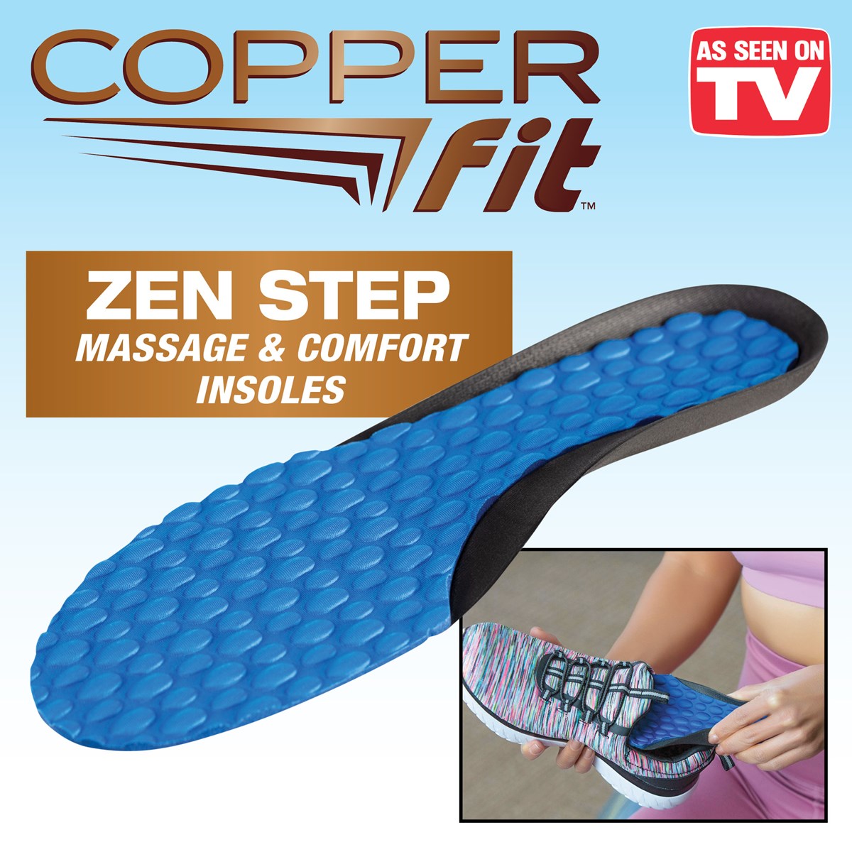 Copper Fit Zen Step Massage and Comfort Insoles Collections Etc.