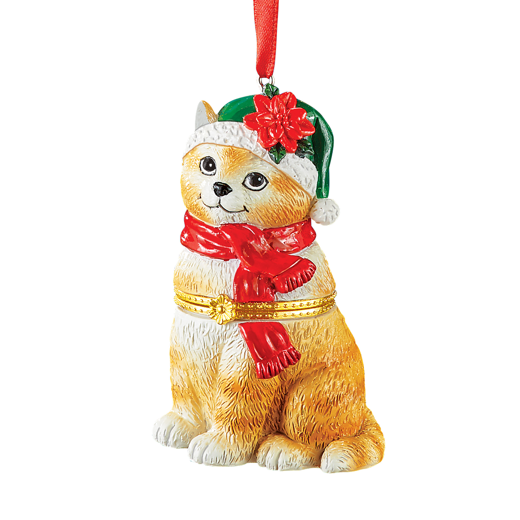 Animal Christmas Ornament Trinket Boxes 2 X 2.25 X 3.5 Cat