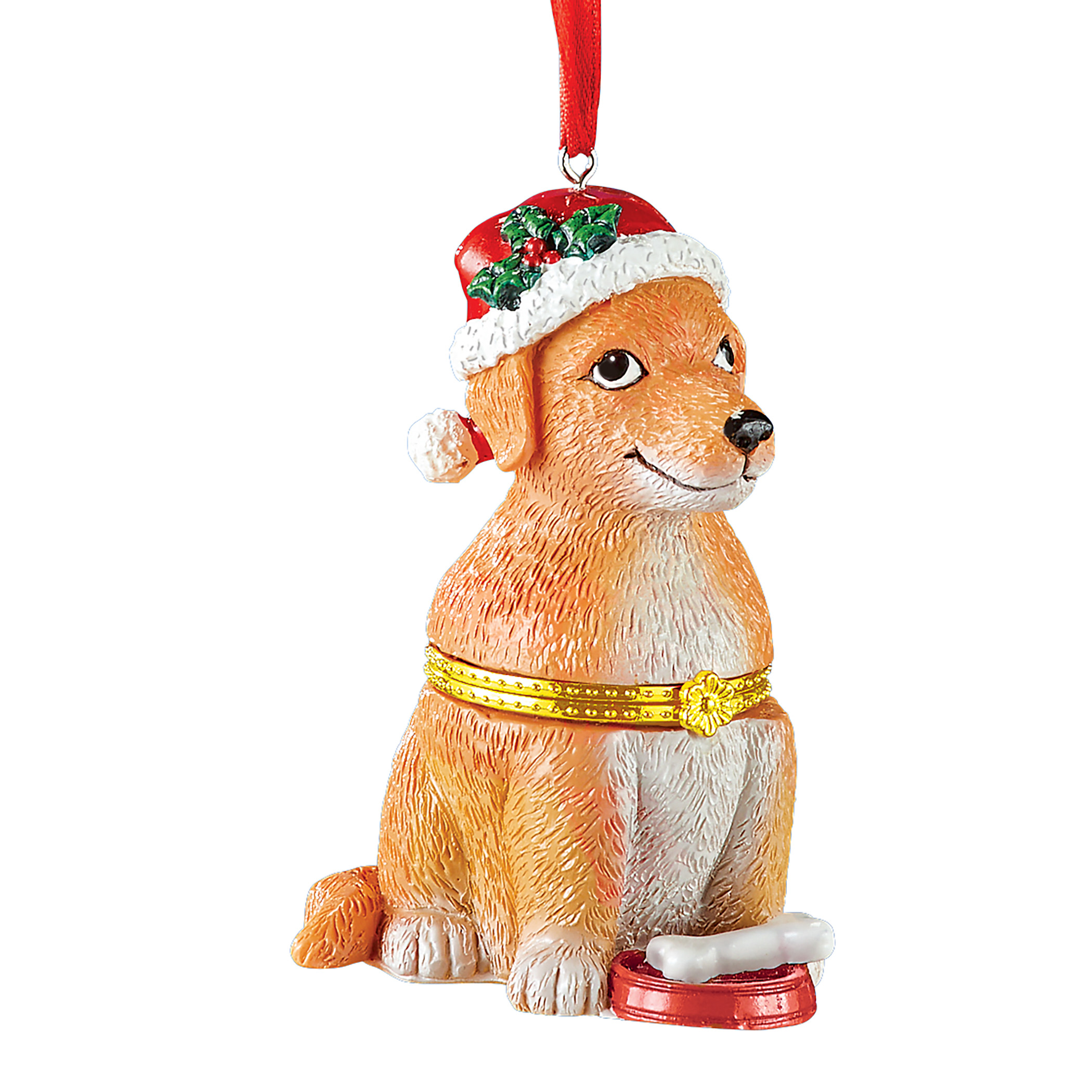 Animal Christmas Ornament Trinket Boxes 2 X 2.25 X 3.5 Dog