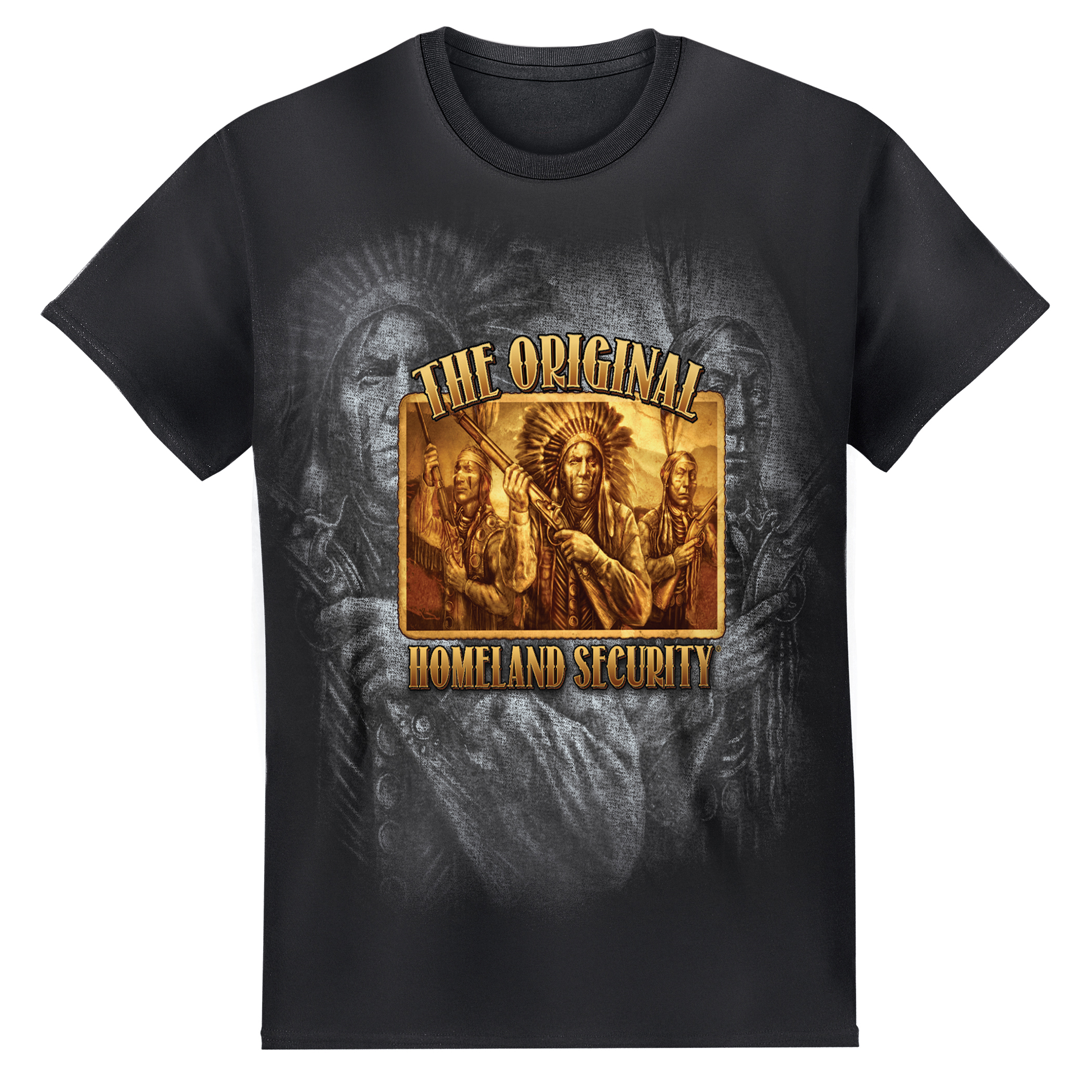 The Original Homeland Security Native Defense Graphic Tee Large Black