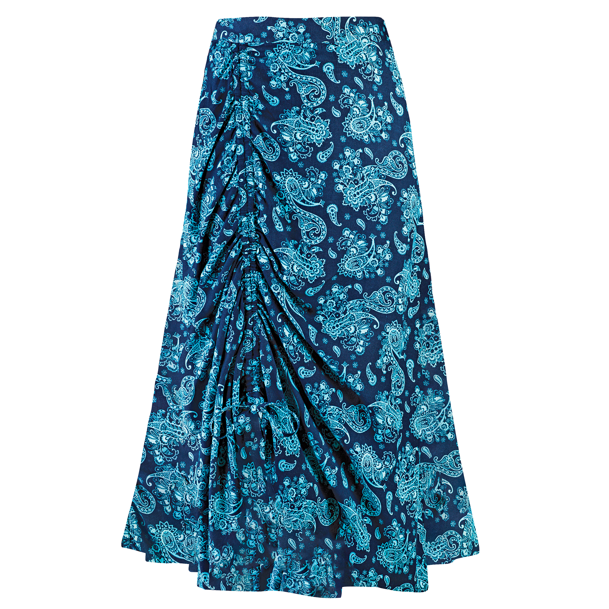 Adjustable Cinched Hem Woven Paisley Pattern Skirt