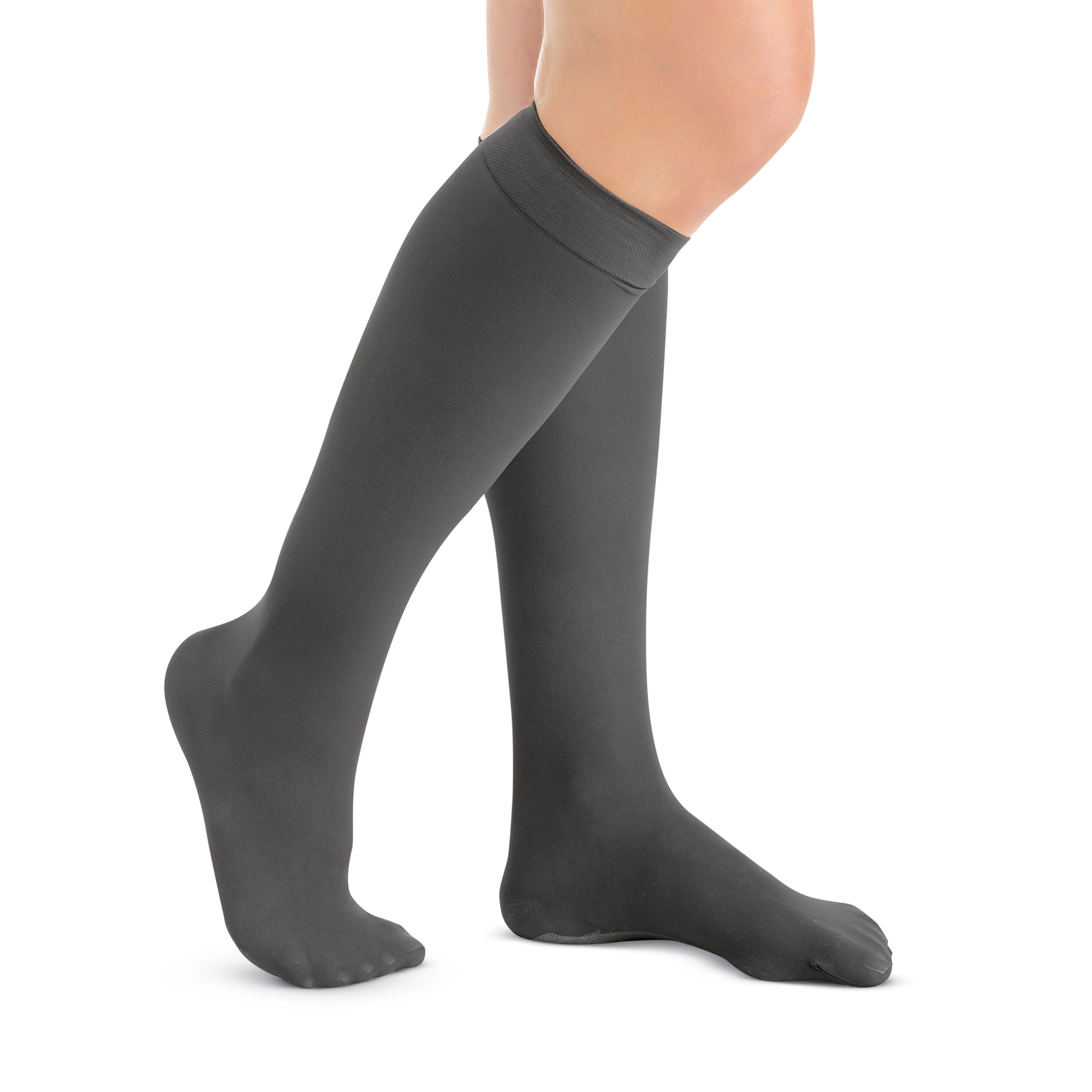 Non-Run Compression Knee High Stockings, Black, Regular