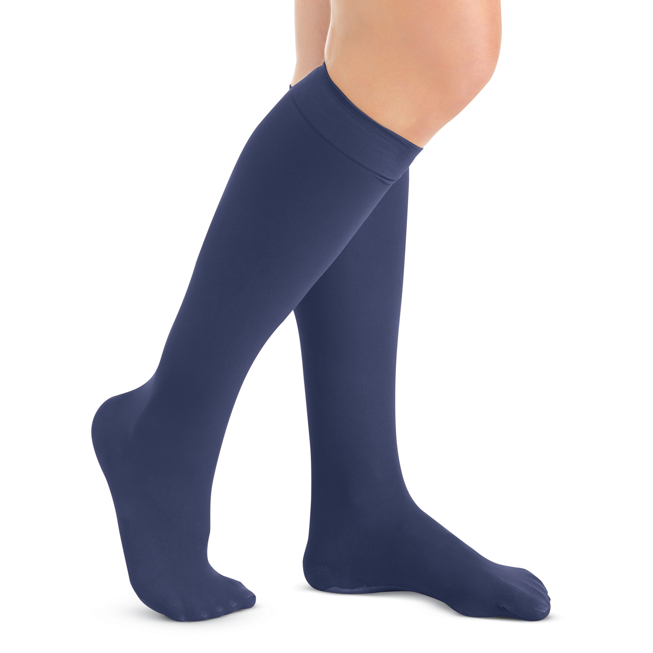 Women's Non-Run Compression Knee High Stockings Navy Regular