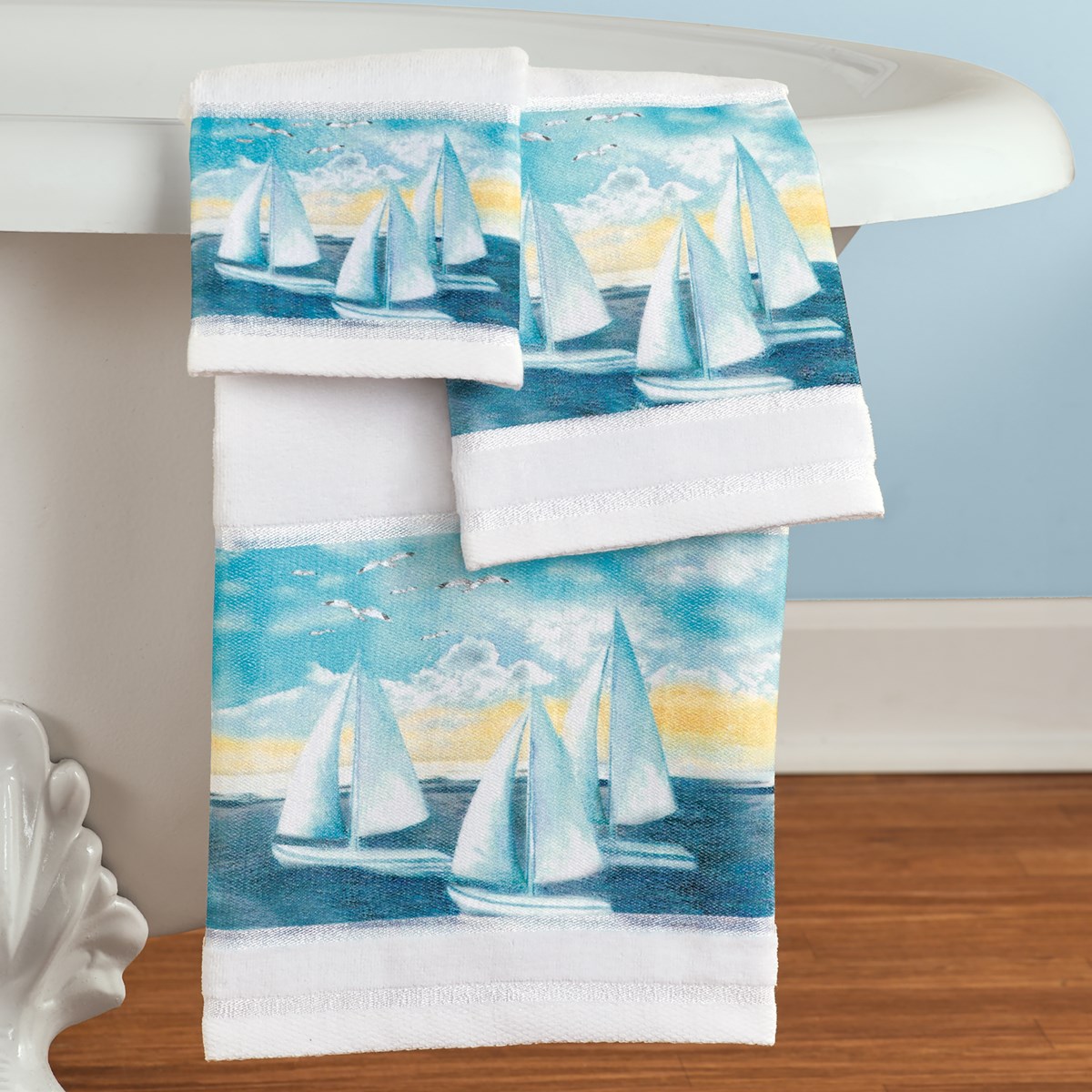 Coastal Sailboat Bath Towels Set of 3 Collections Etc.