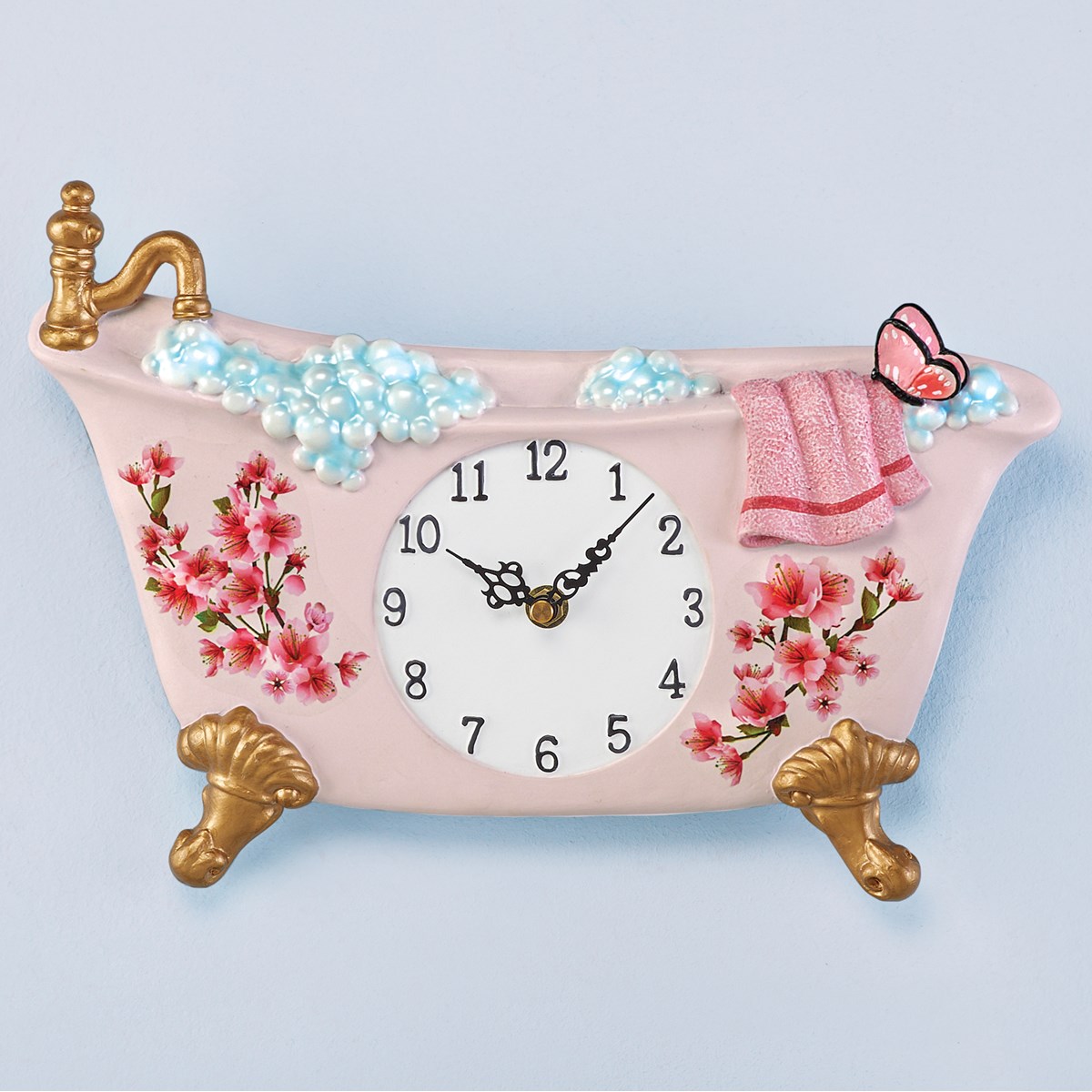 Pink Cherry Blossoms Bathtub Wall Clock Collections Etc.