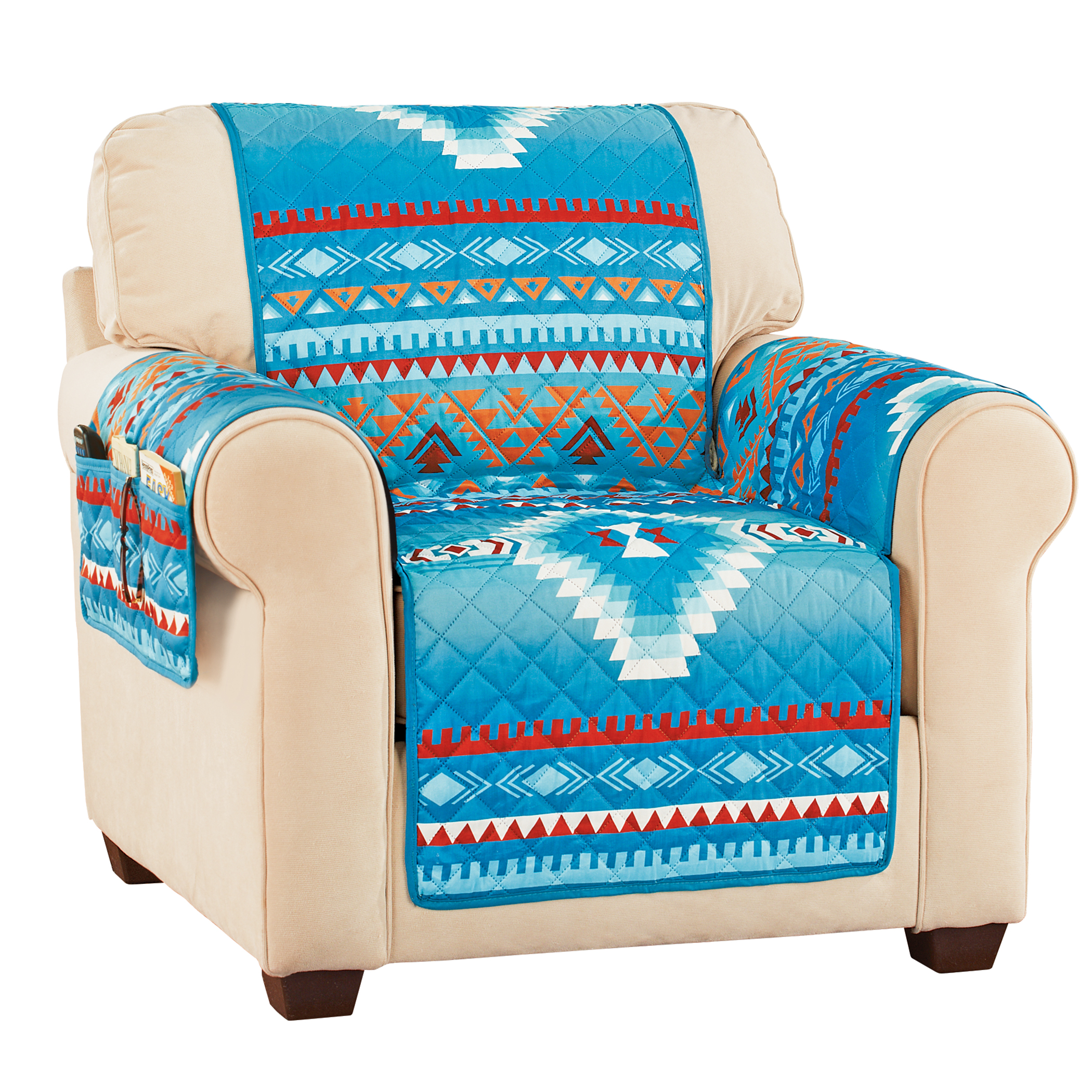 Quilted Turquoise Southwest Aztec Furniture Cover
