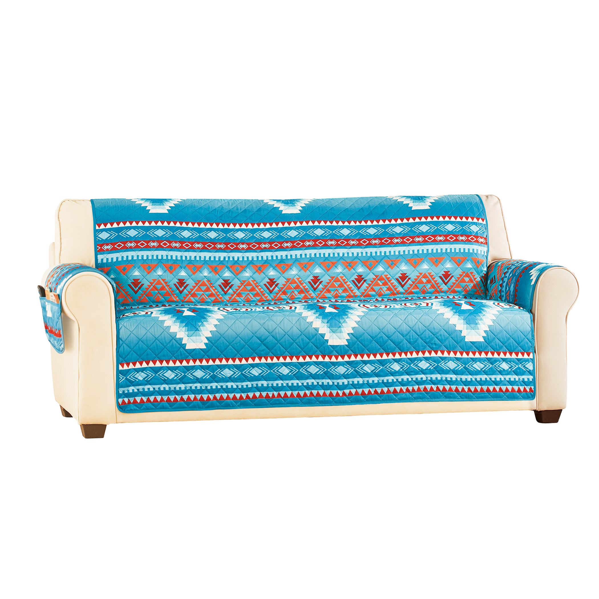 Quilted Turquoise Southwest Aztec Furniture Cover Chair