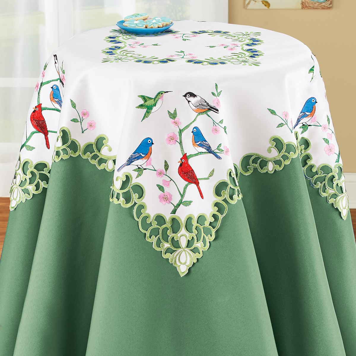 Colorful Embroidered Bird Garden Table Linens Collections Etc.