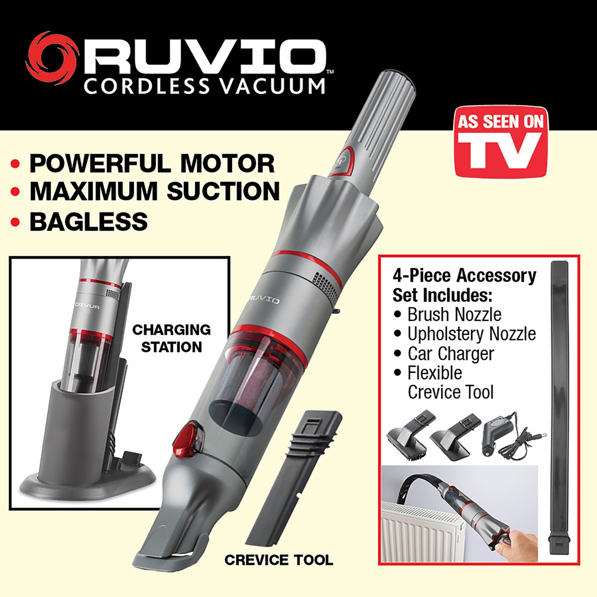 Ruvio Cordless and Bagless Lightweight Vacuum Collections Etc.