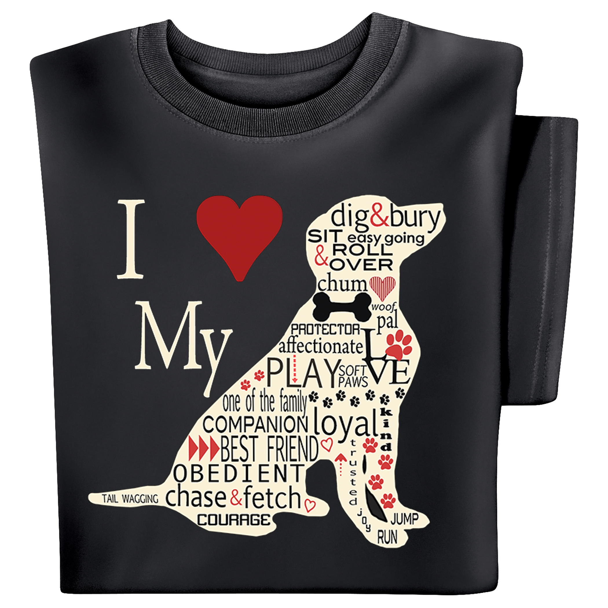 I Heart My Dog Short Sleeve Cotton T-Shirt XX-Large Black