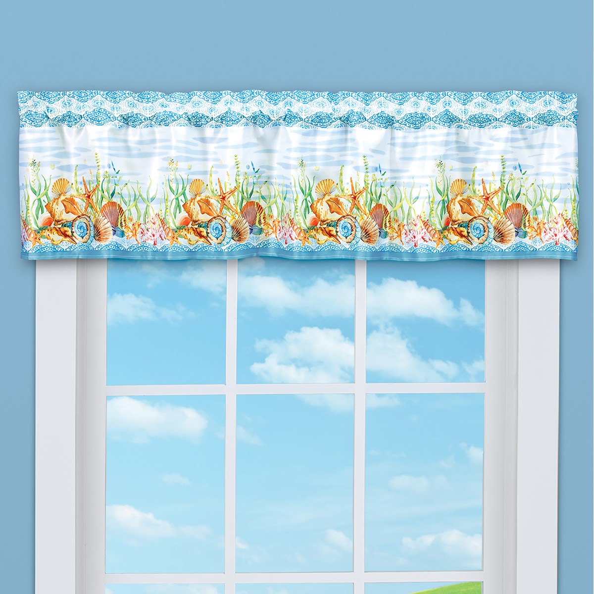 Coastal Seashell and Starfish Window Valance Collections Etc.