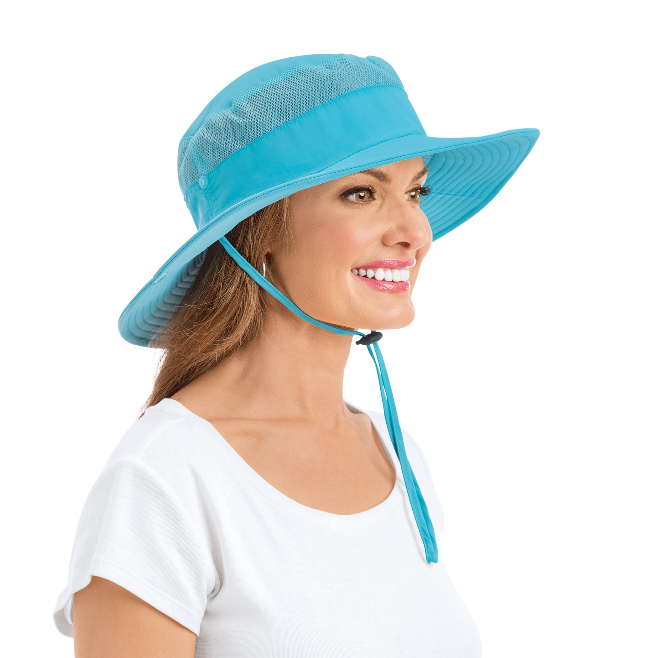 Wide Brim Lightweight Ventilated Adjustable Sun Hat NO SIZE Turquoise
