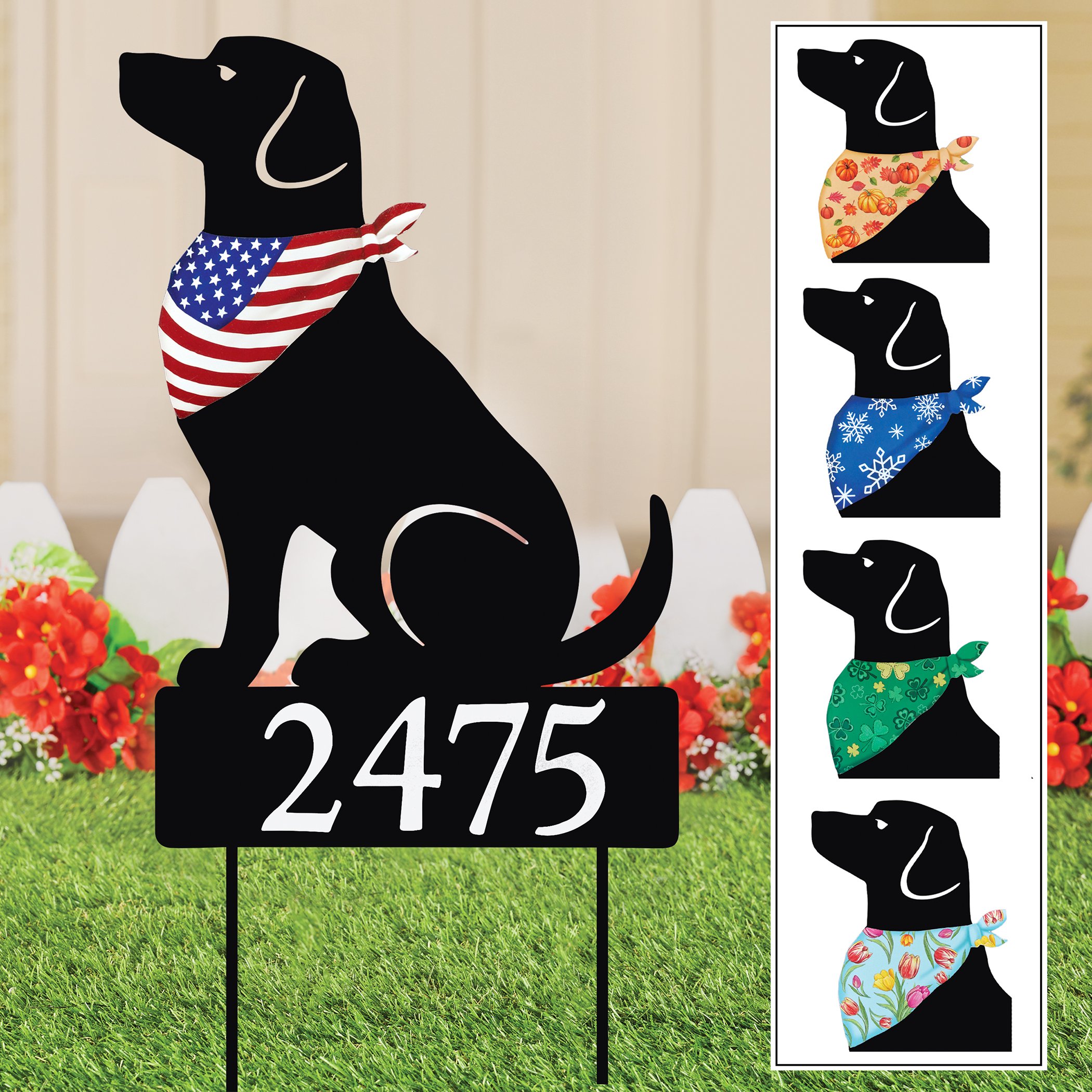 5 Interchangeable Seasonal Magnet Bandana Address Stake - Picture 5 of 5