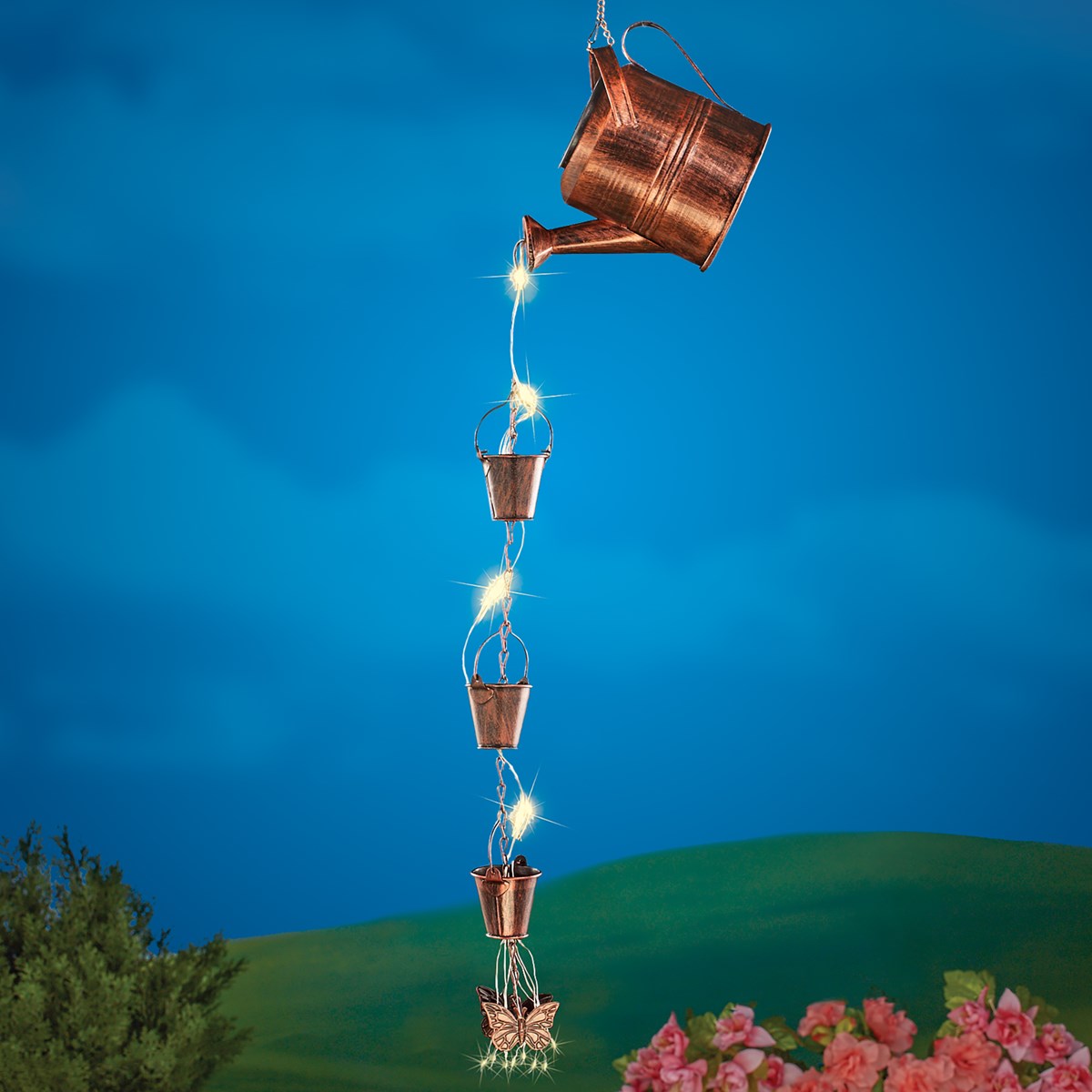 Solar Powered Watering Can Rain Chain LED Lights Collections Etc.