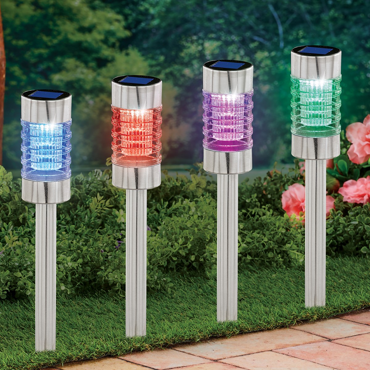Solar Powered ColorChanging Path Lights Set of 4 Collections Etc.