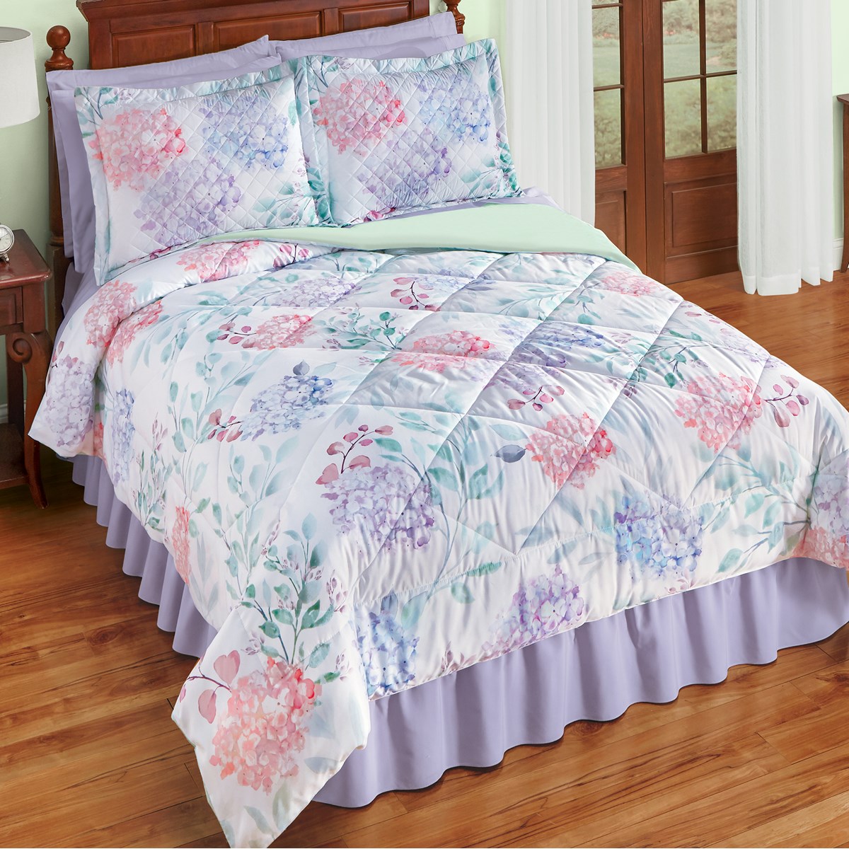 3Piece Pastel Watercolor Floral Comforter Set Collections Etc.