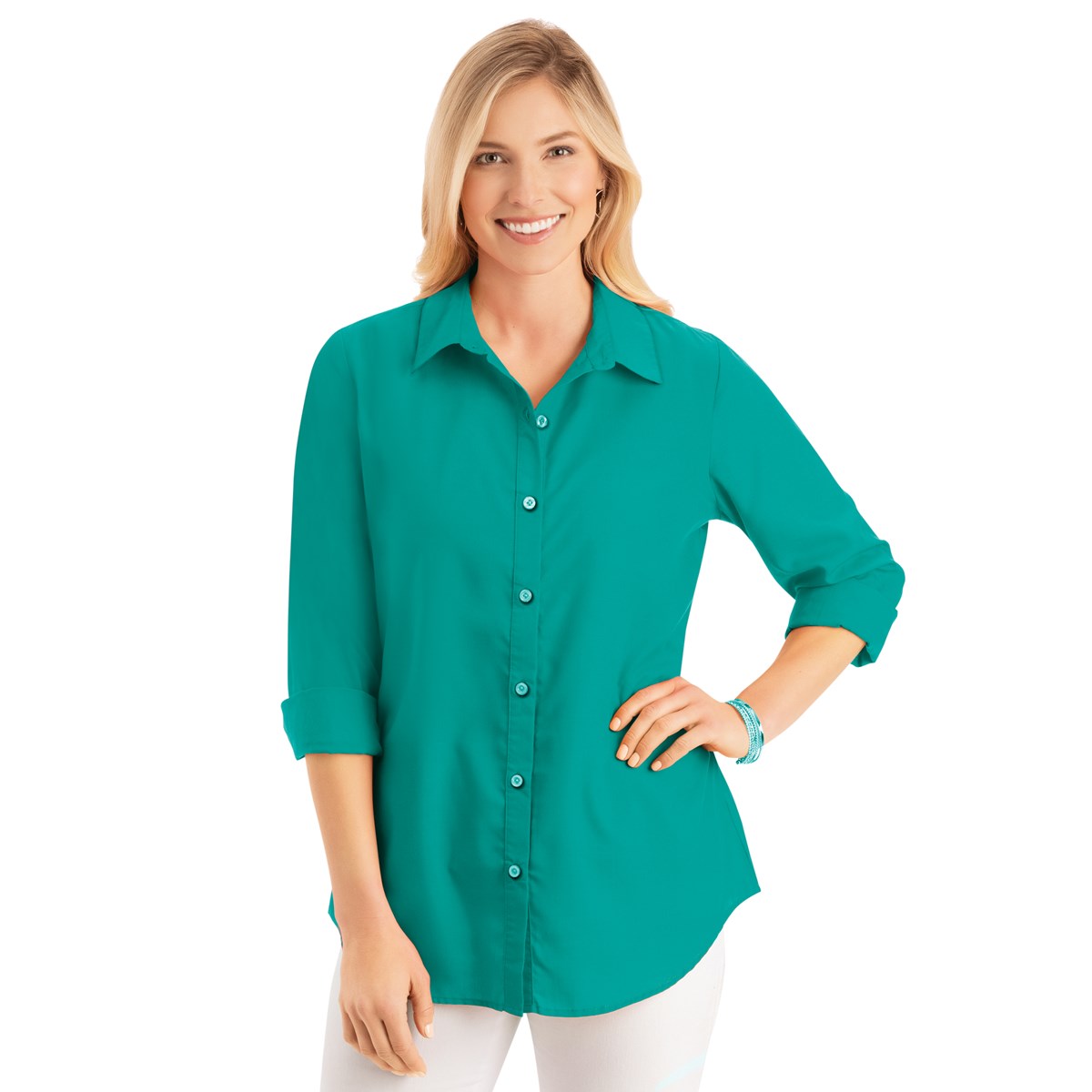 NoIron Long Sleeve ButtonFront Versatile Shirt Collections Etc.