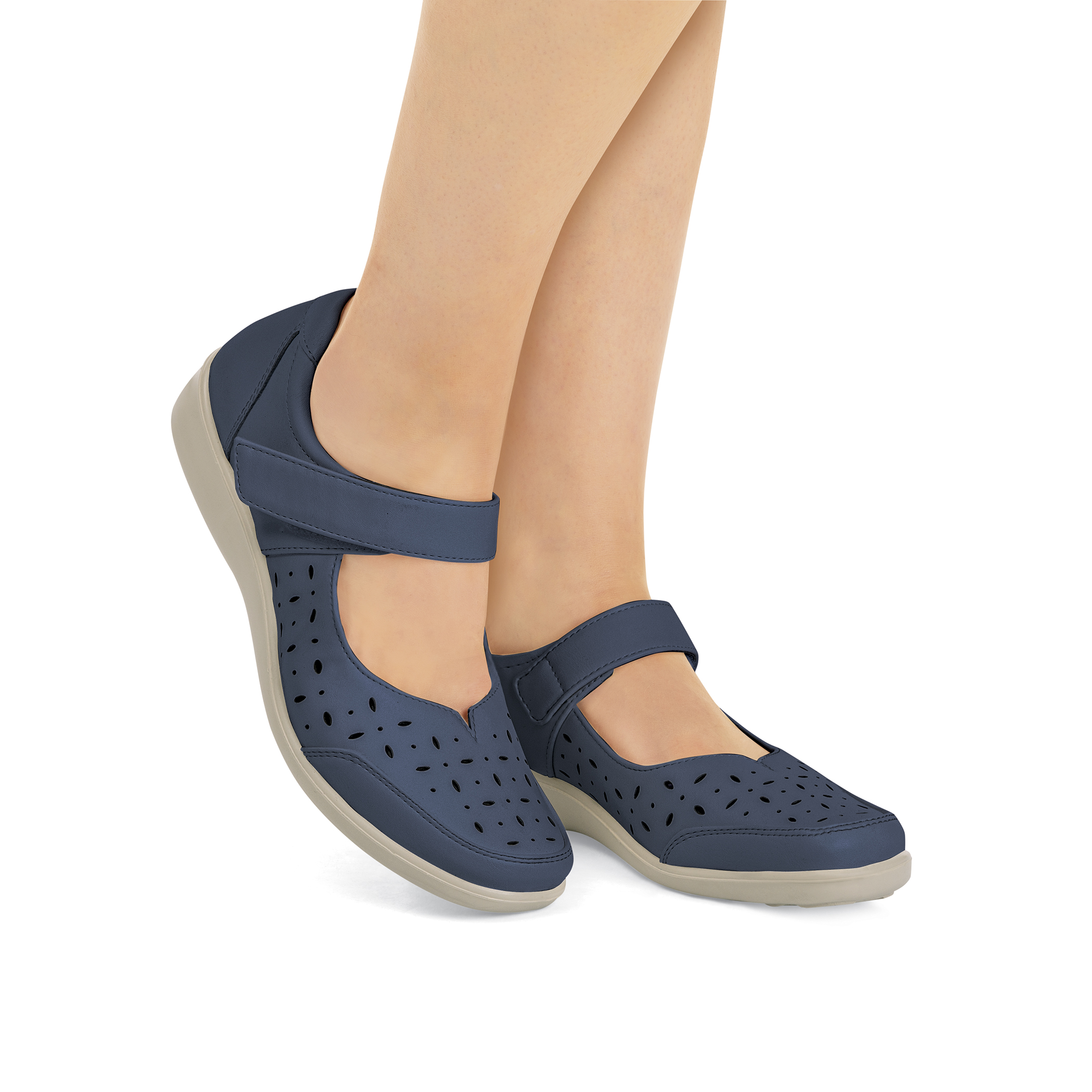 Laser-Cut Mary Jane Shoes with Adjustable Strap