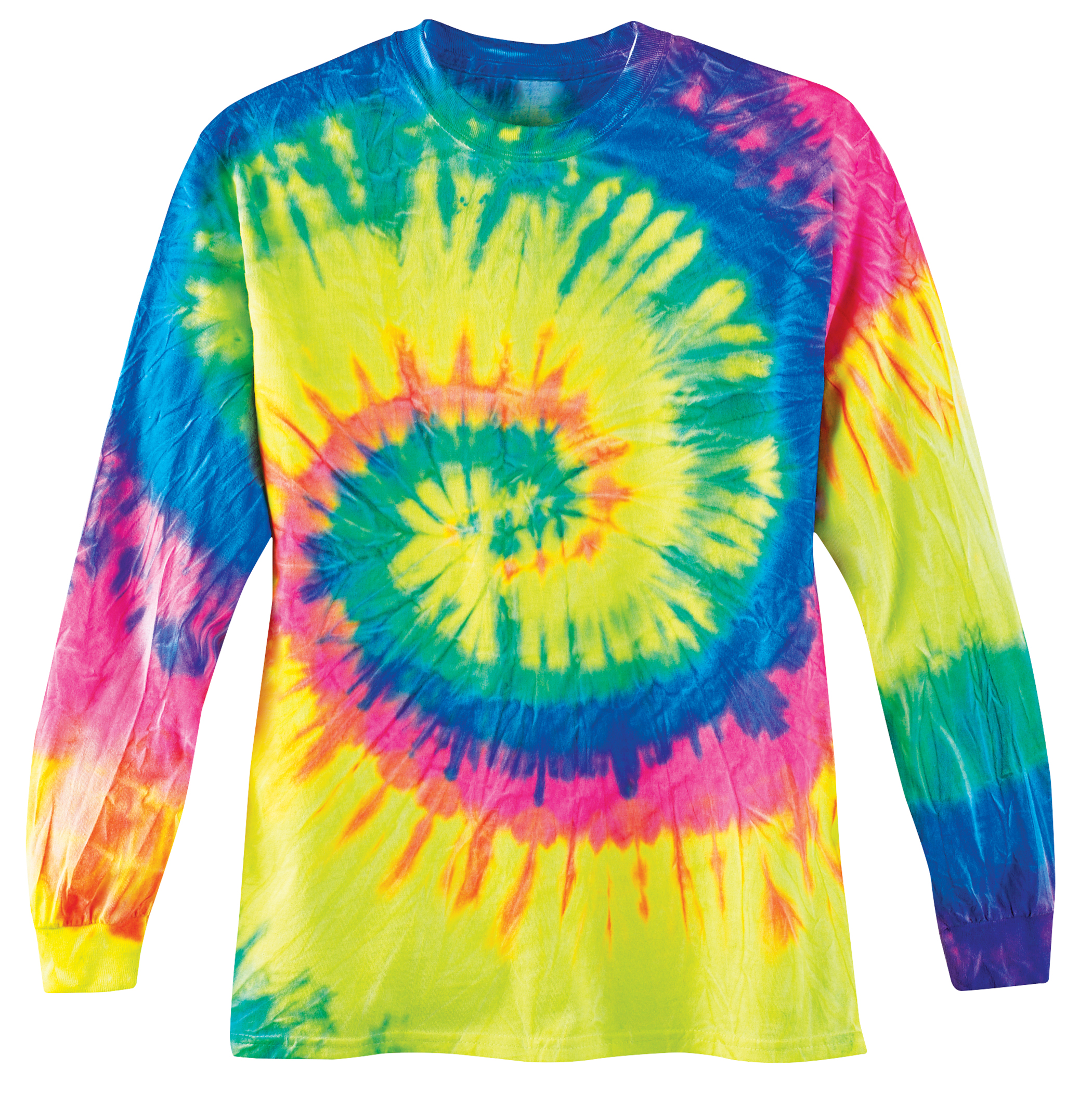 Retro Colorful Tie Dye Long Sleeve T-Shirt Medium Aqua