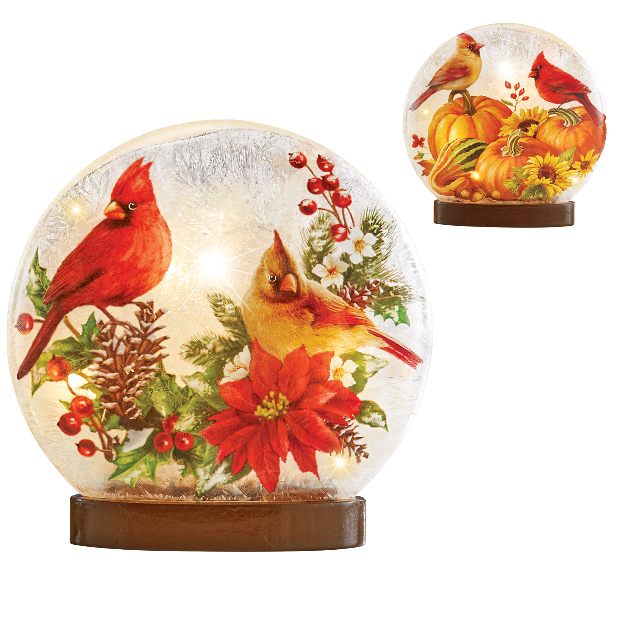 Seasonal Two Sided Design Cardinal Glass Light 7.25 X 1.5 X 7 White