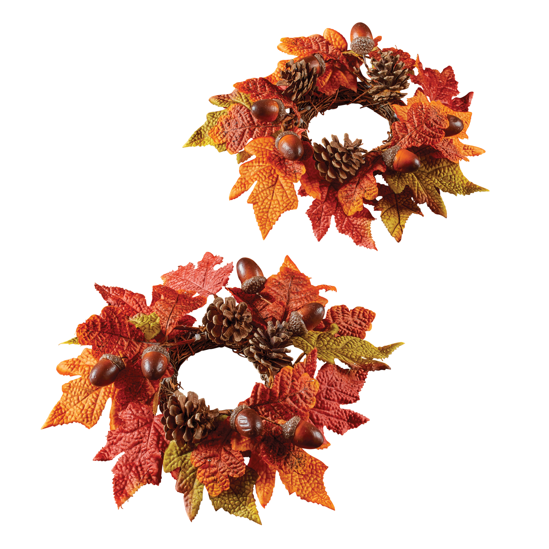 Colorful Harvest Leaves Candle Rings - Set of 2