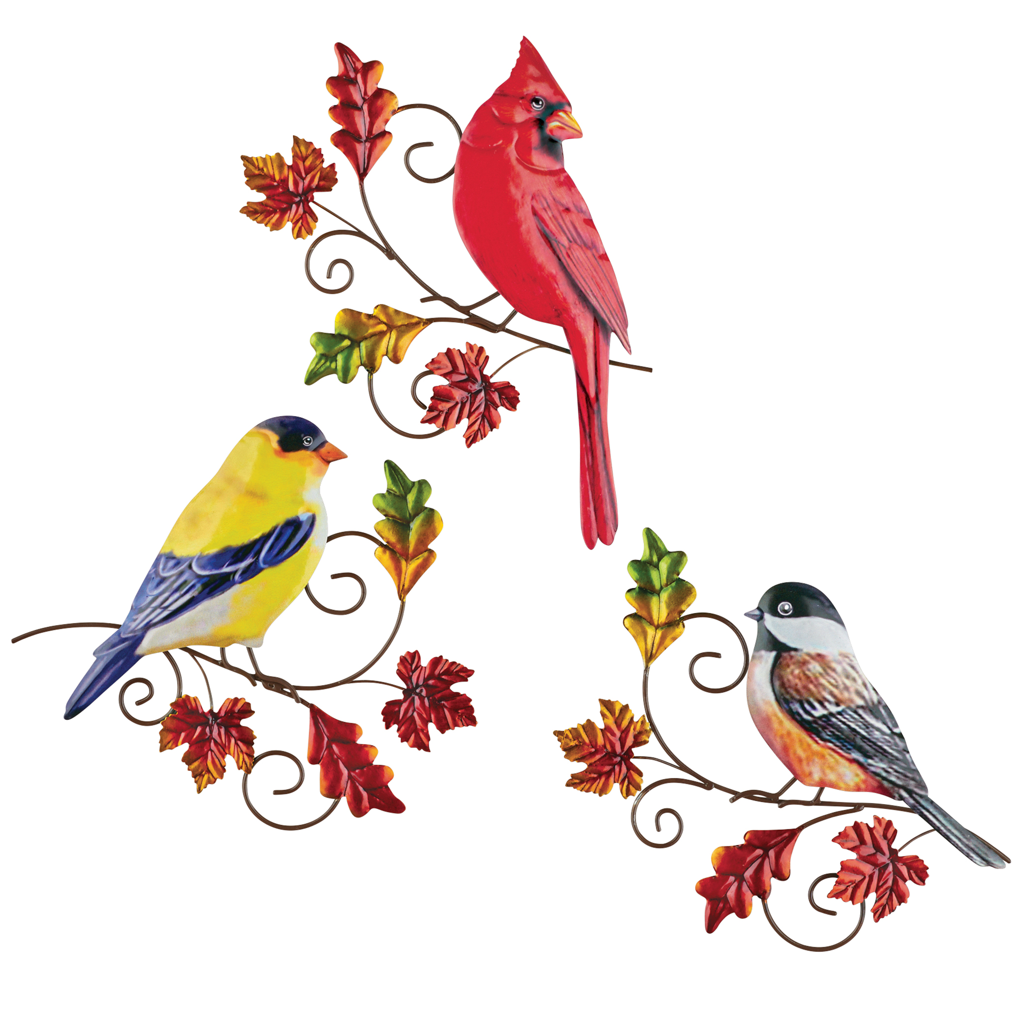 3-Piece Metal Fall Bird Wall Trio Set