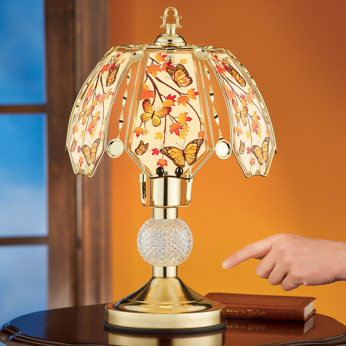 Autumn Butterfly GoldTone Touch Base Lamp Collections Etc.