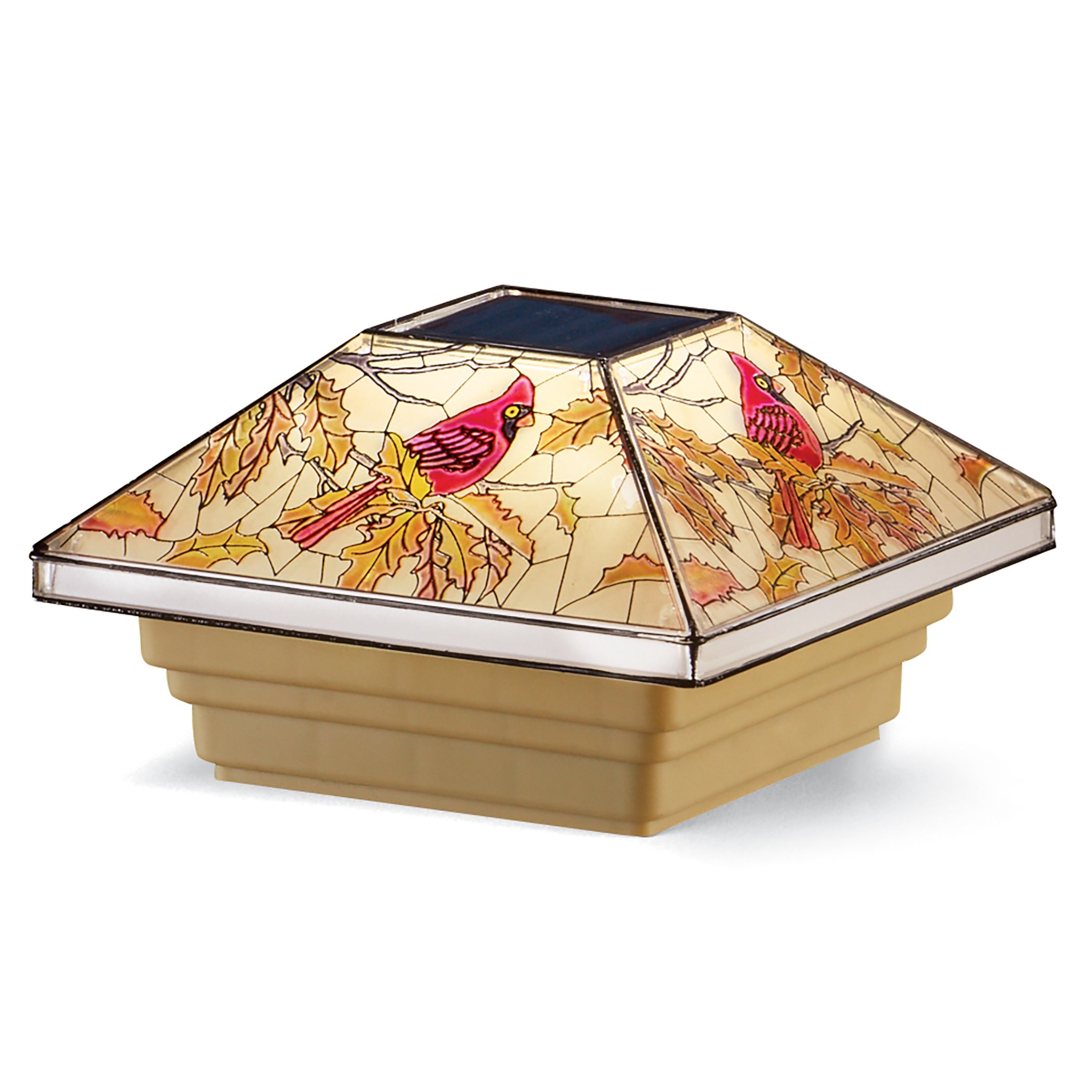 Solar Powered Autumn Cardinal Post Cap Light