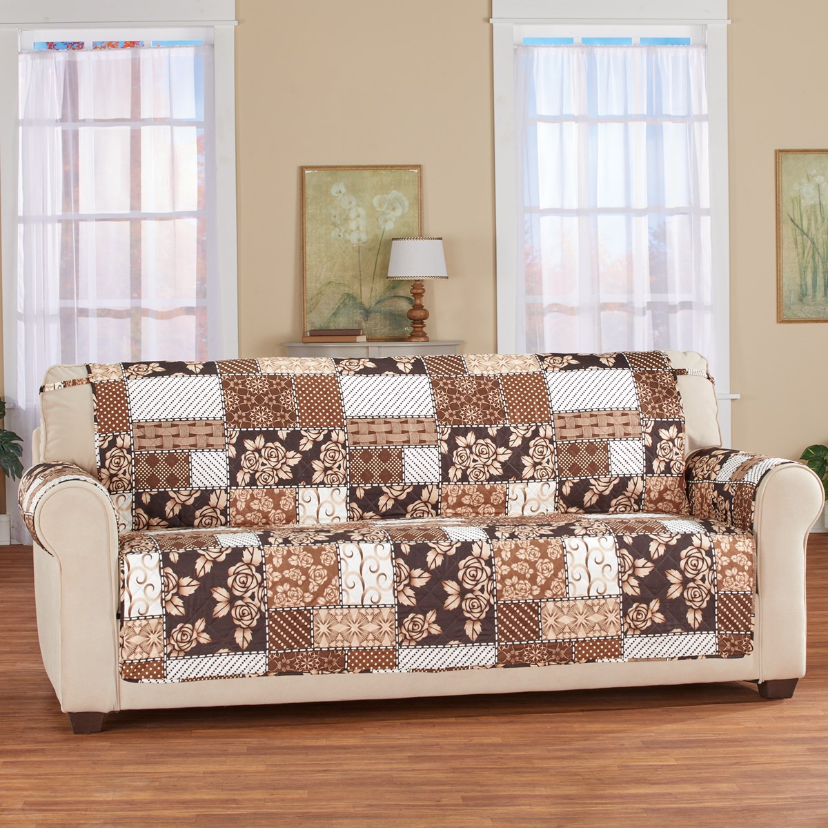 Neutral Colored Floral Patchwork Furniture Cover Collections Etc.