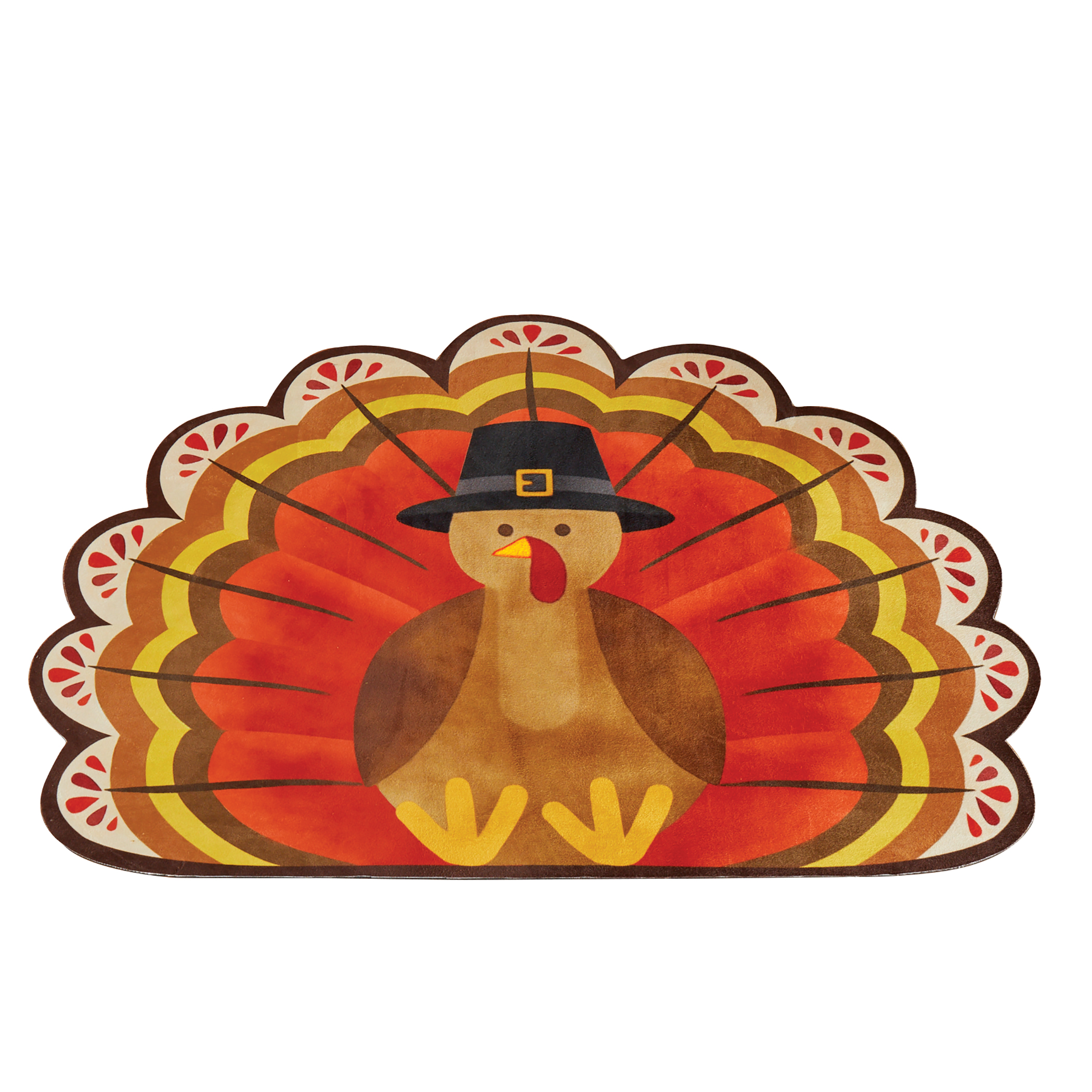 Festive Thanksgiving Turkey Shaped Skid-Resistant Accent Rug