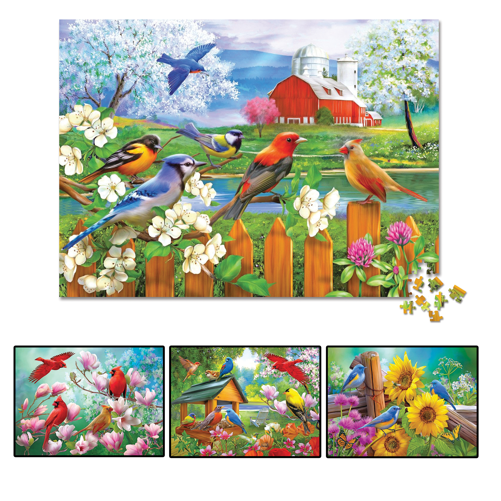 4-in1 Colorful Songbirds Puzzles - Set of 4
