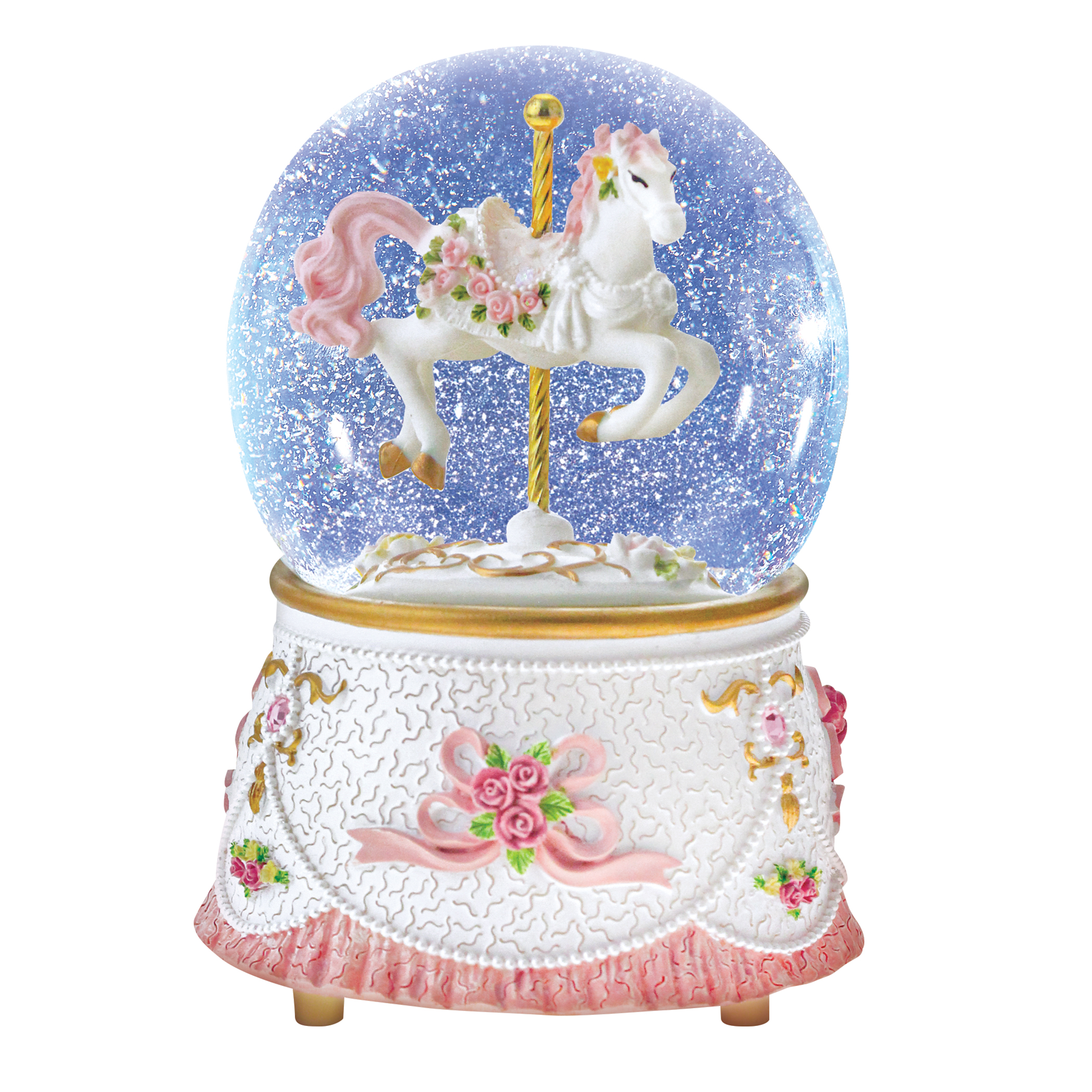 Intricate Musical Carousel Pony Waterglobe