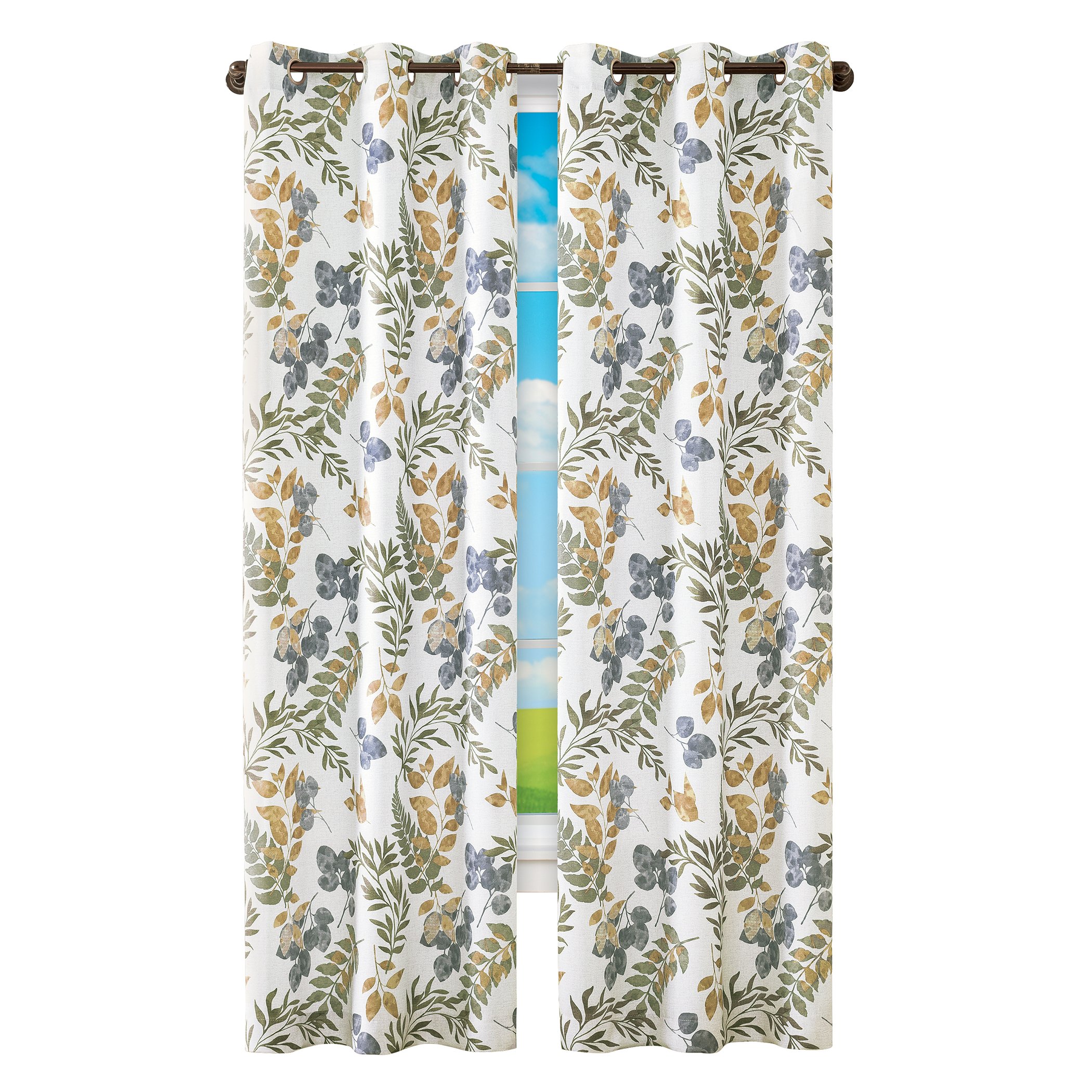 Remi Botanical Leaf Design Curtain Panel 40" x 84", 40'' x 84''